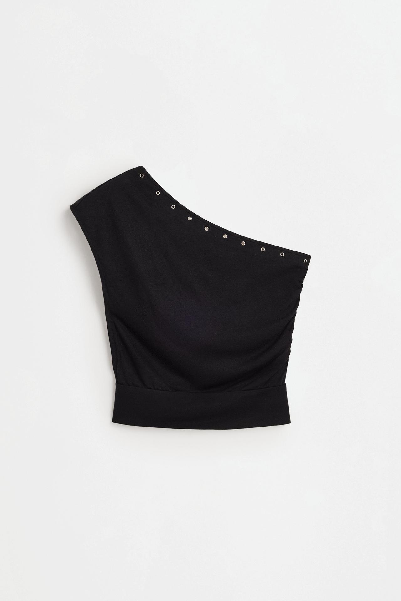 Asymmetric grommet top — BLACK