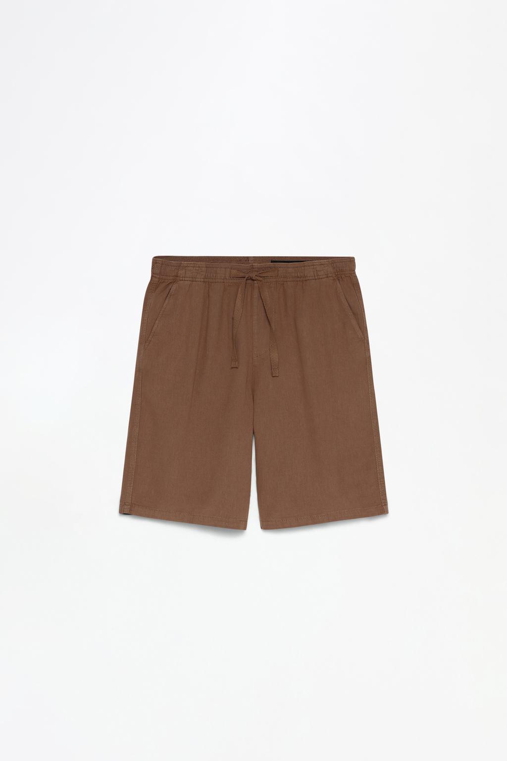 Cotton-linen jogger Bermuda shorts