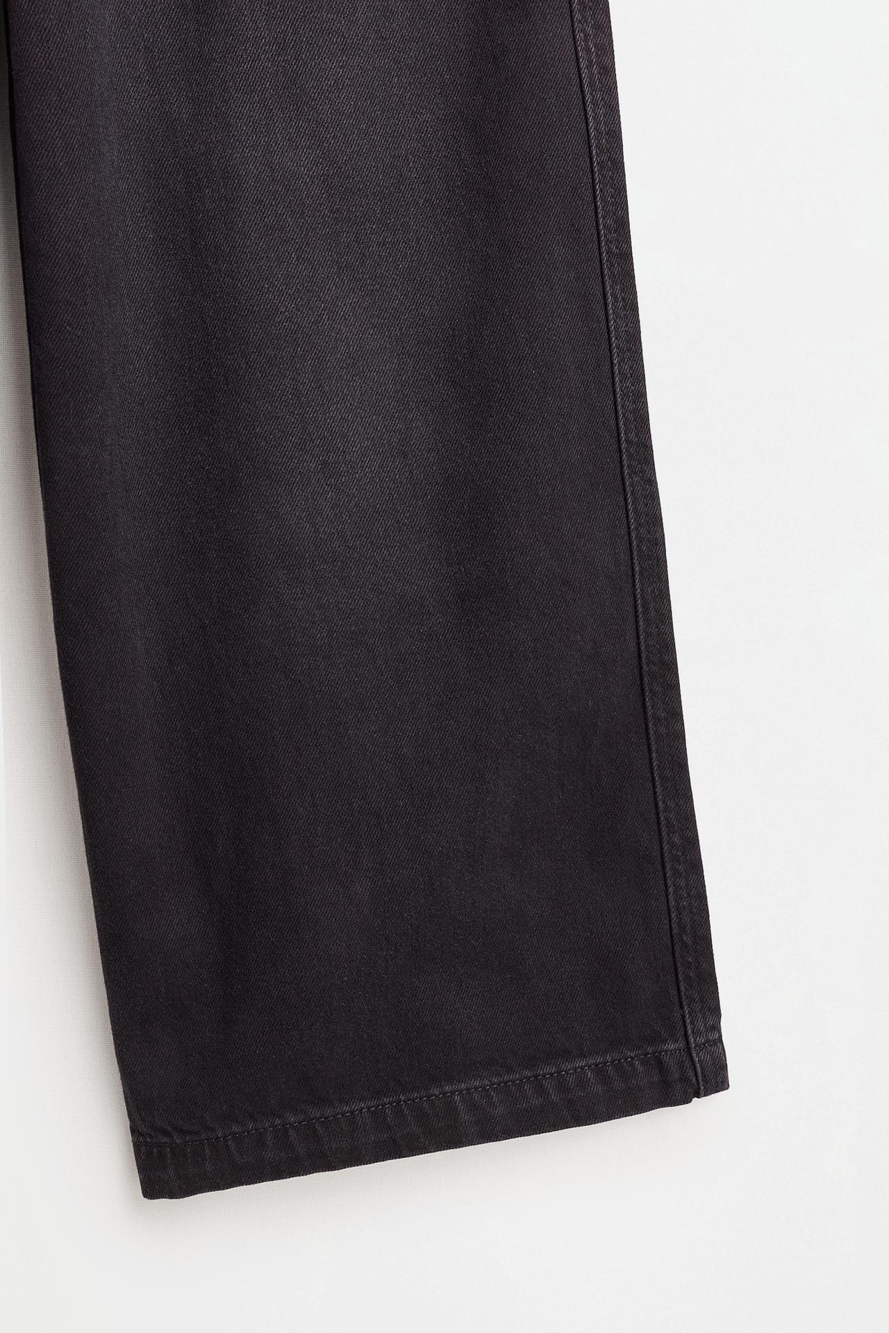 Wide-leg elastic-waist jeans — BLACK