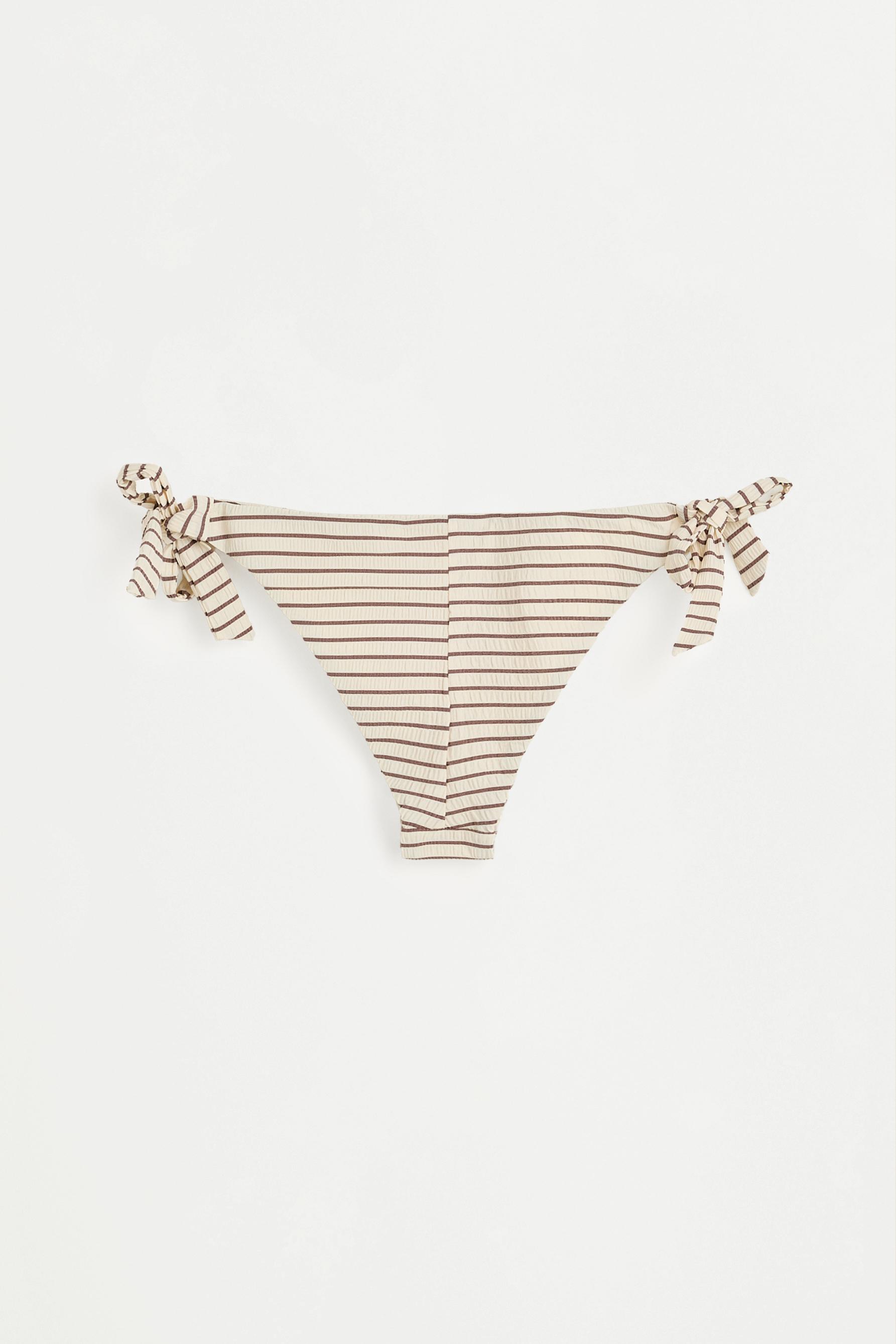 Women's | Beige striped bikini bottoms — ECRU/BROWN