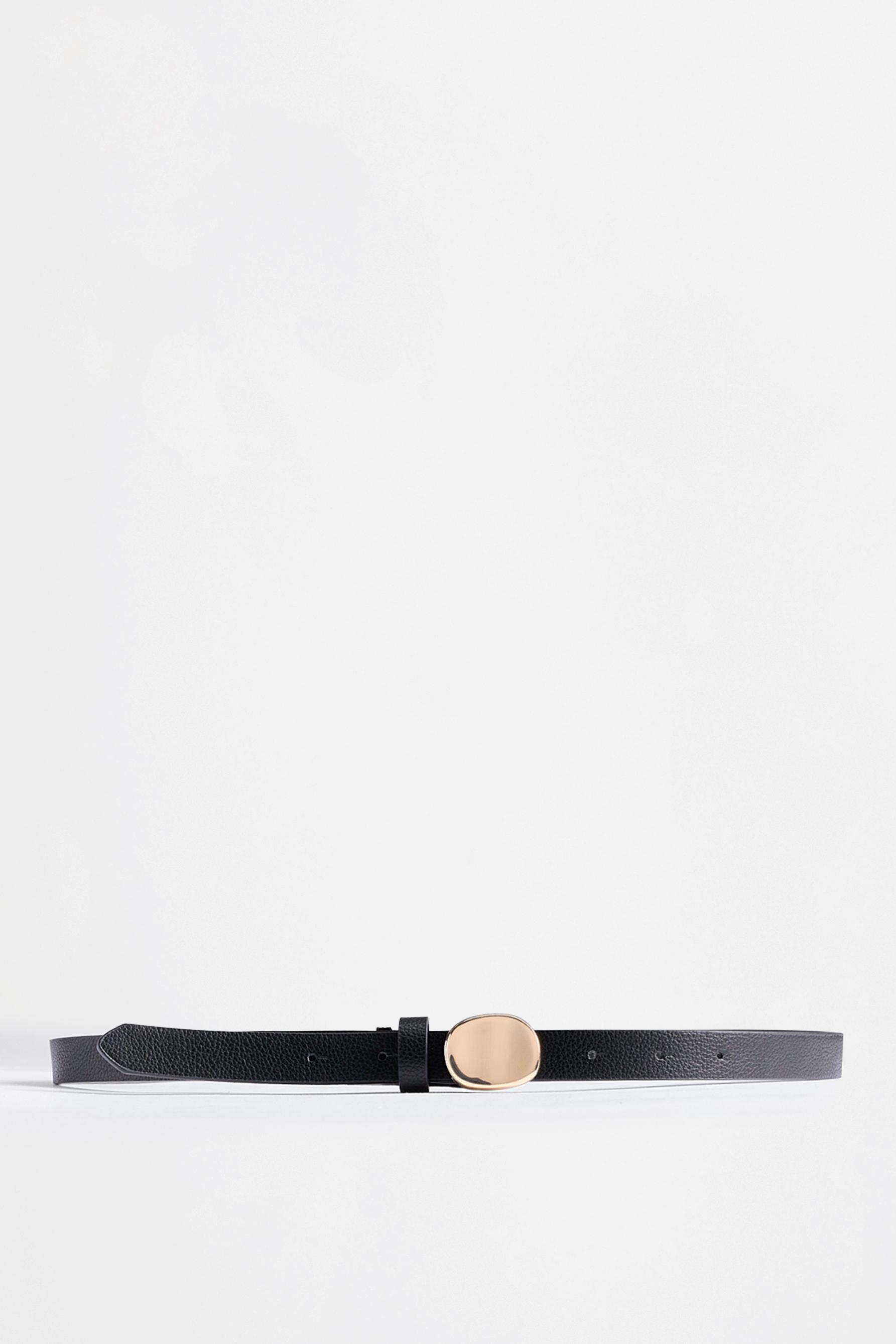 Oval buckle belt — BLACK MARL