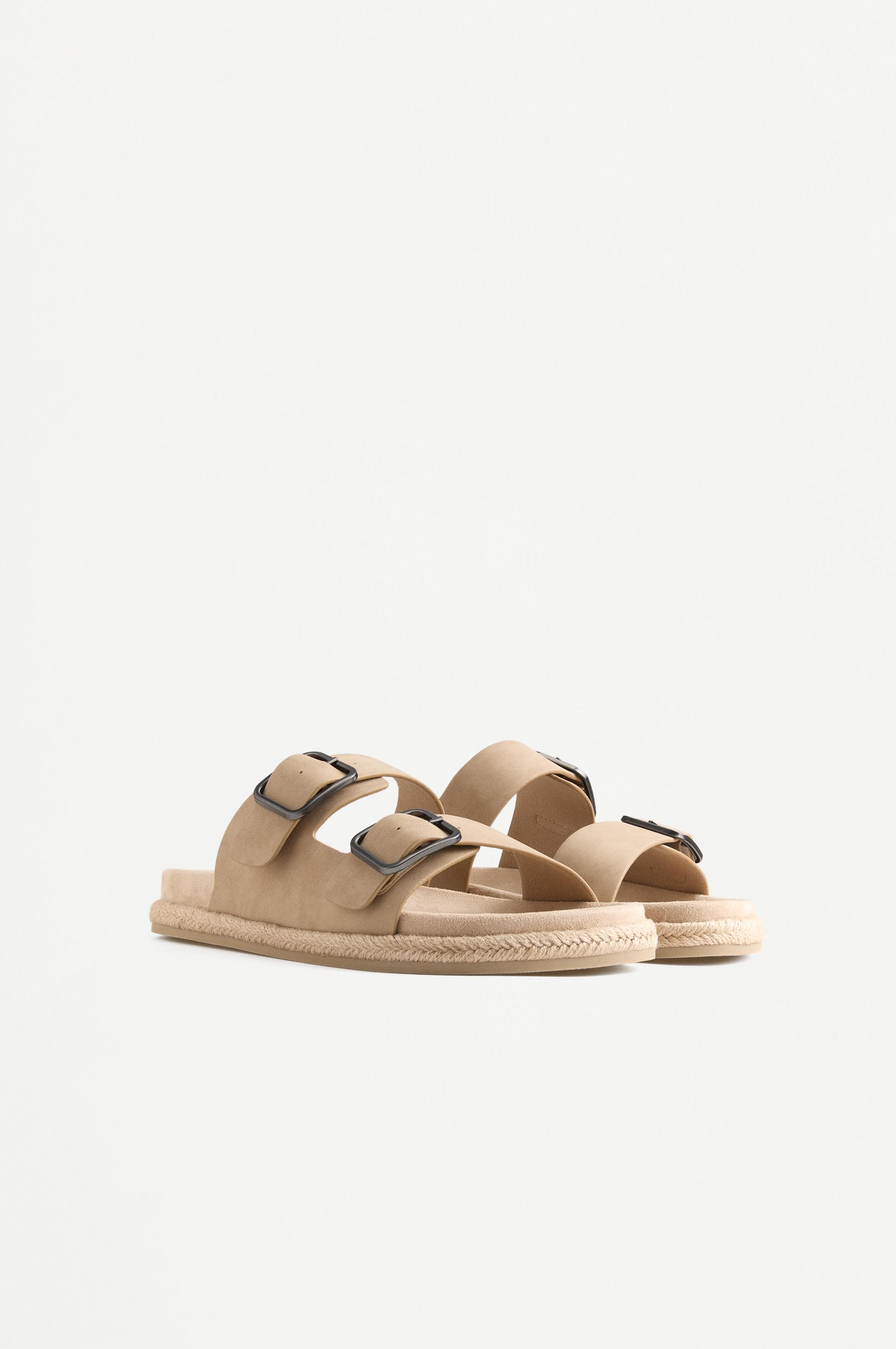 Comfort jute effect buckle sandals — BEIGE