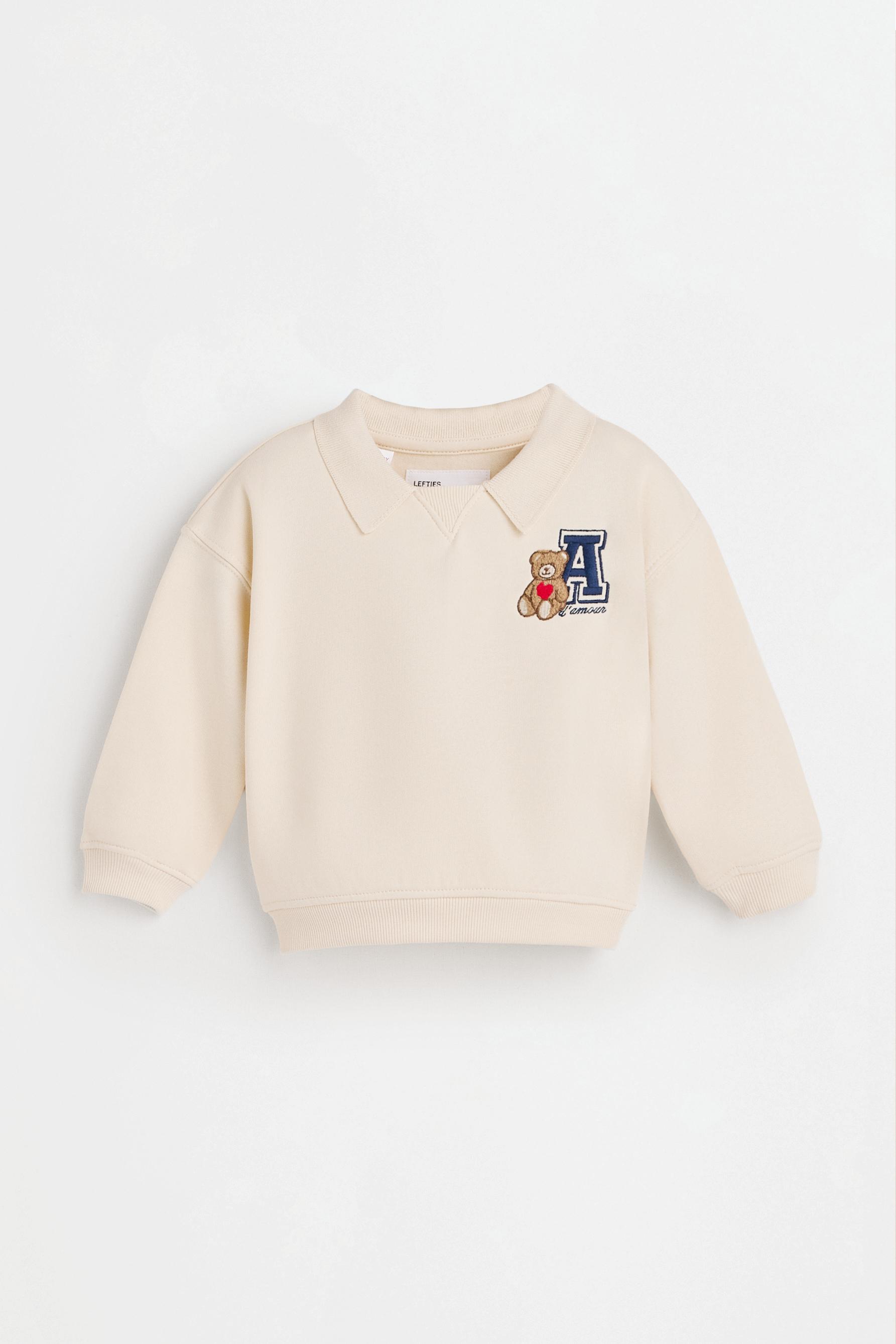 Polo sweatshirt and bow trousers set — ECRU