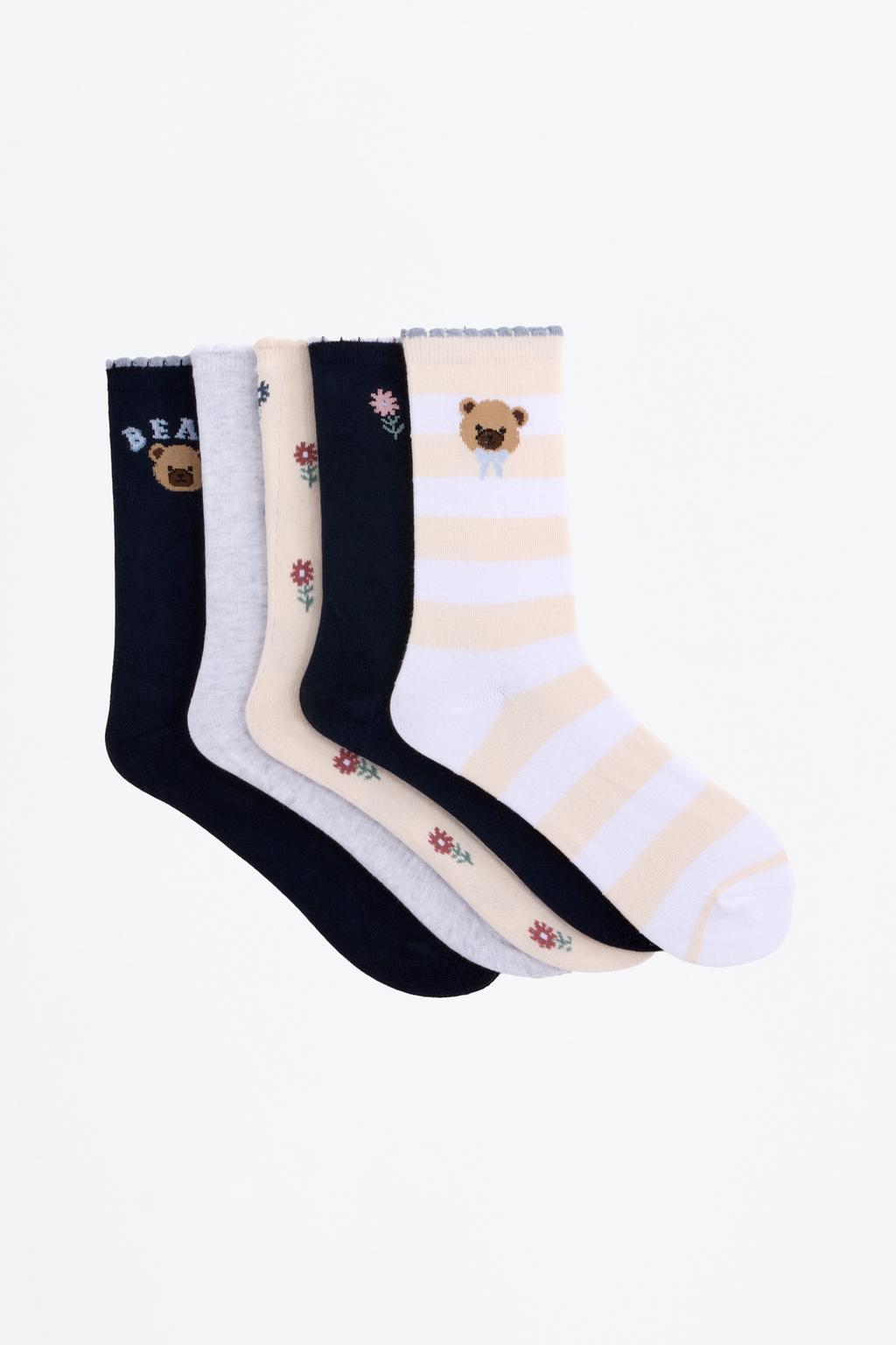 5-pack of contrast long socks.