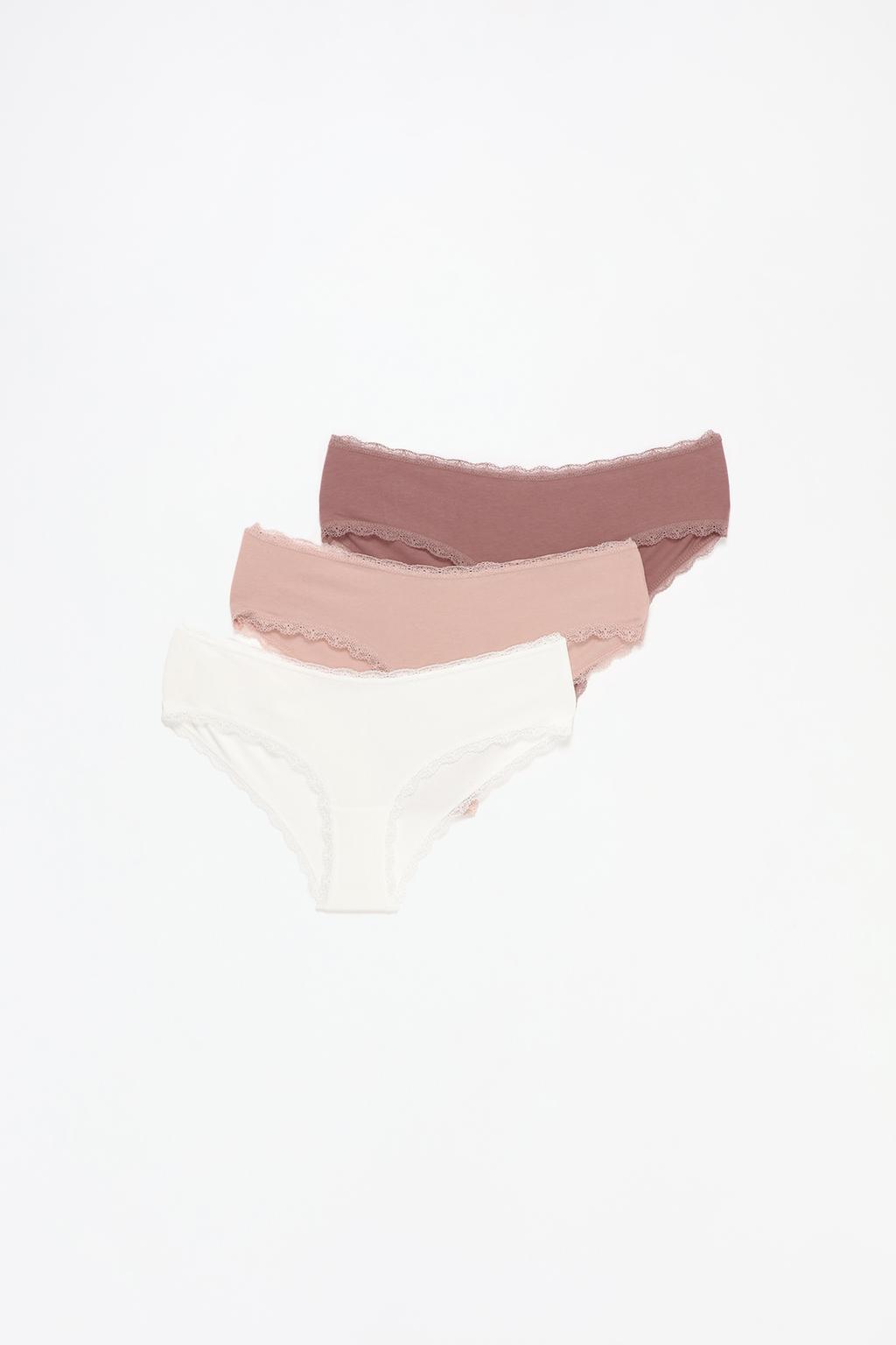 Pack of 3 hipster briefs with lace trim