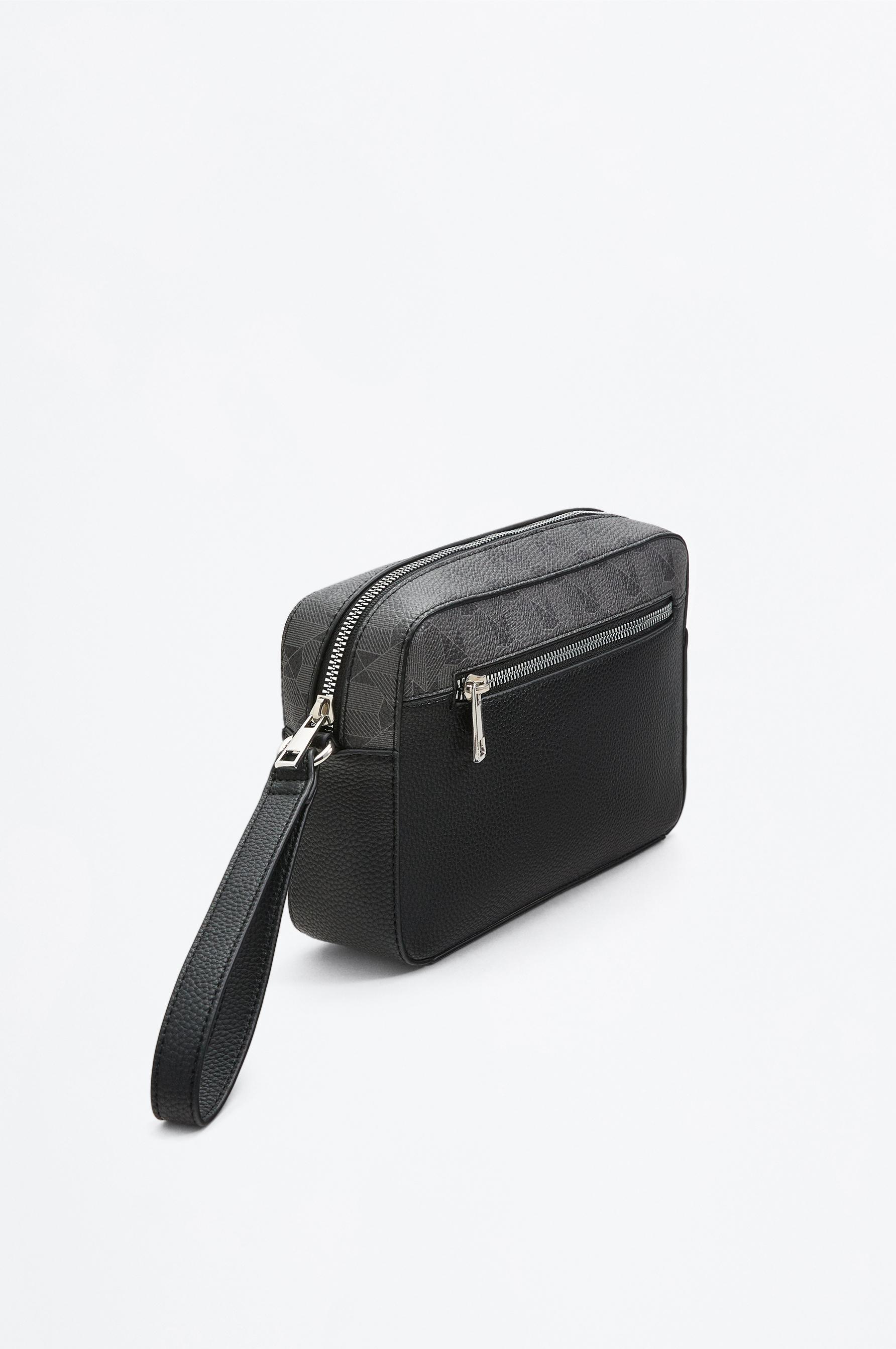 Printed toiletry bag — BLACK
