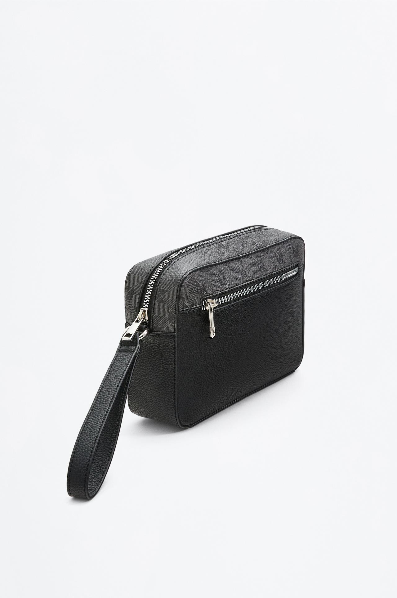 Printed toiletry bag — BLACK