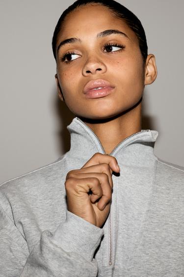 Basic quarter-zip sweatshirt — GREY MARL 3