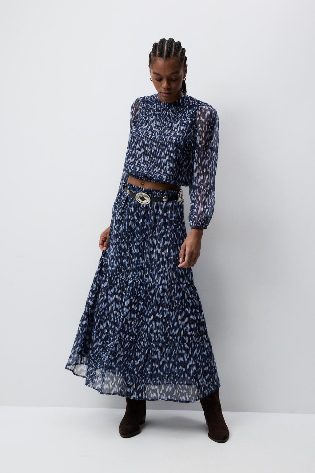 Printed midi skirt