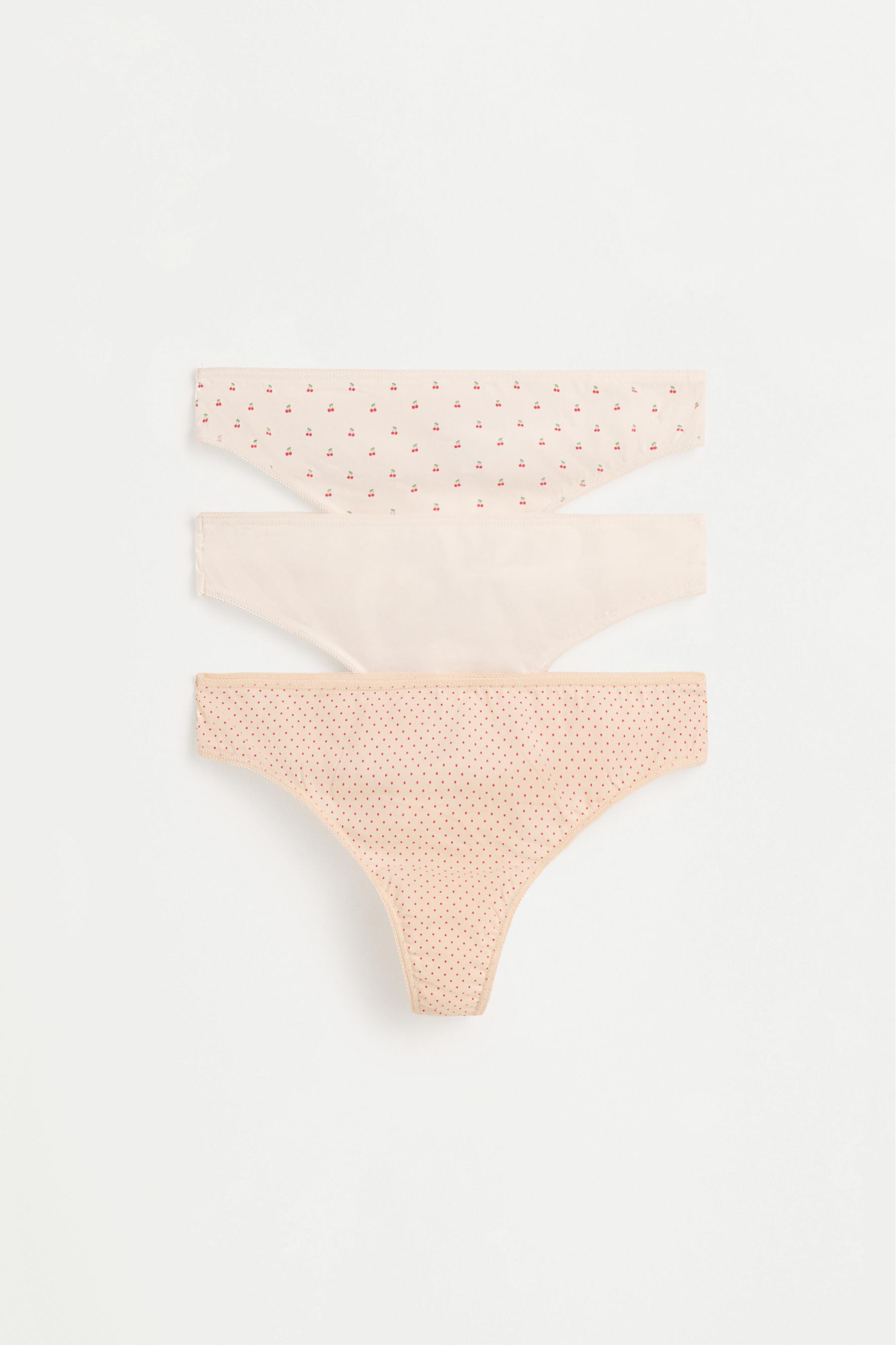 100% Cotton Thongs (3-Pack) — ECRU/YELLOW