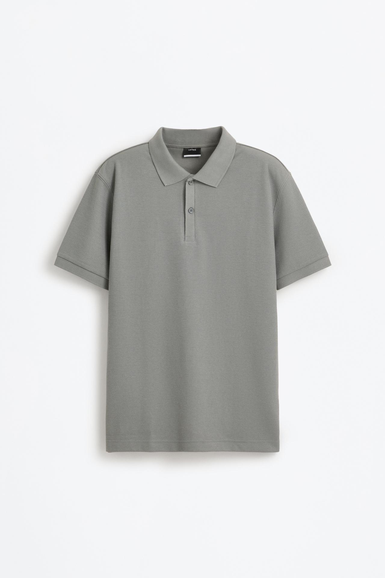 Basic textured polo shirt — BLUE GREY