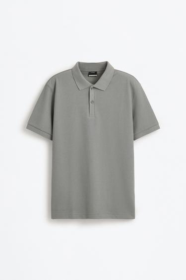 Basic textured polo shirt — BLUE GREY 8