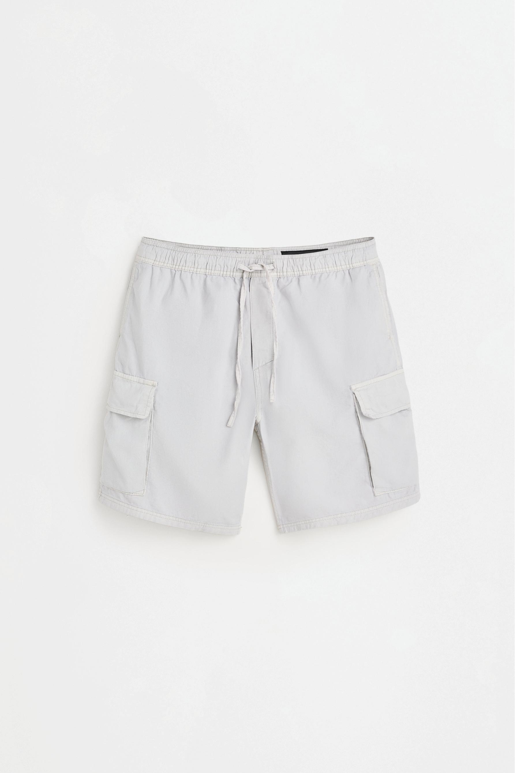 Cargo denim jogger Bermuda shorts — PALE GREY