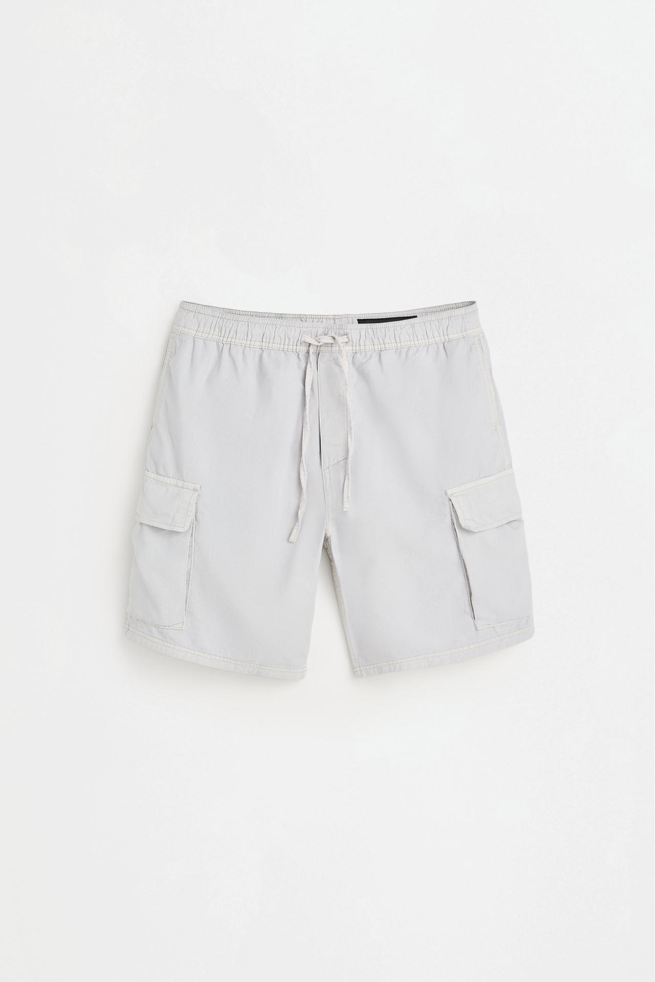 Cargo denim jogger Bermuda shorts — PALE GREY