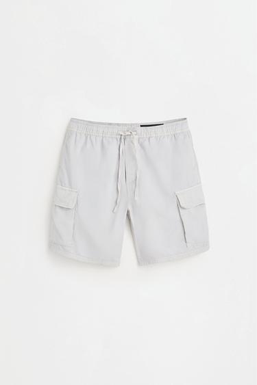 Cargo denim jogger Bermuda shorts — PALE GREY 6