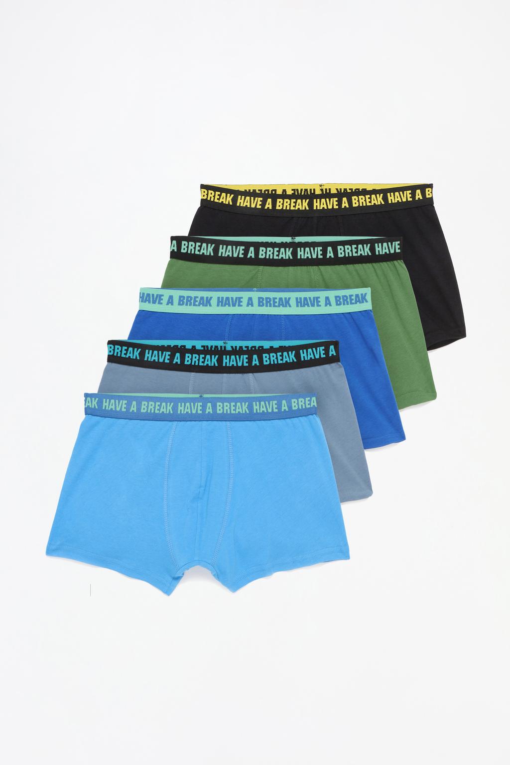 Pack 5 boxers cintura mensagem