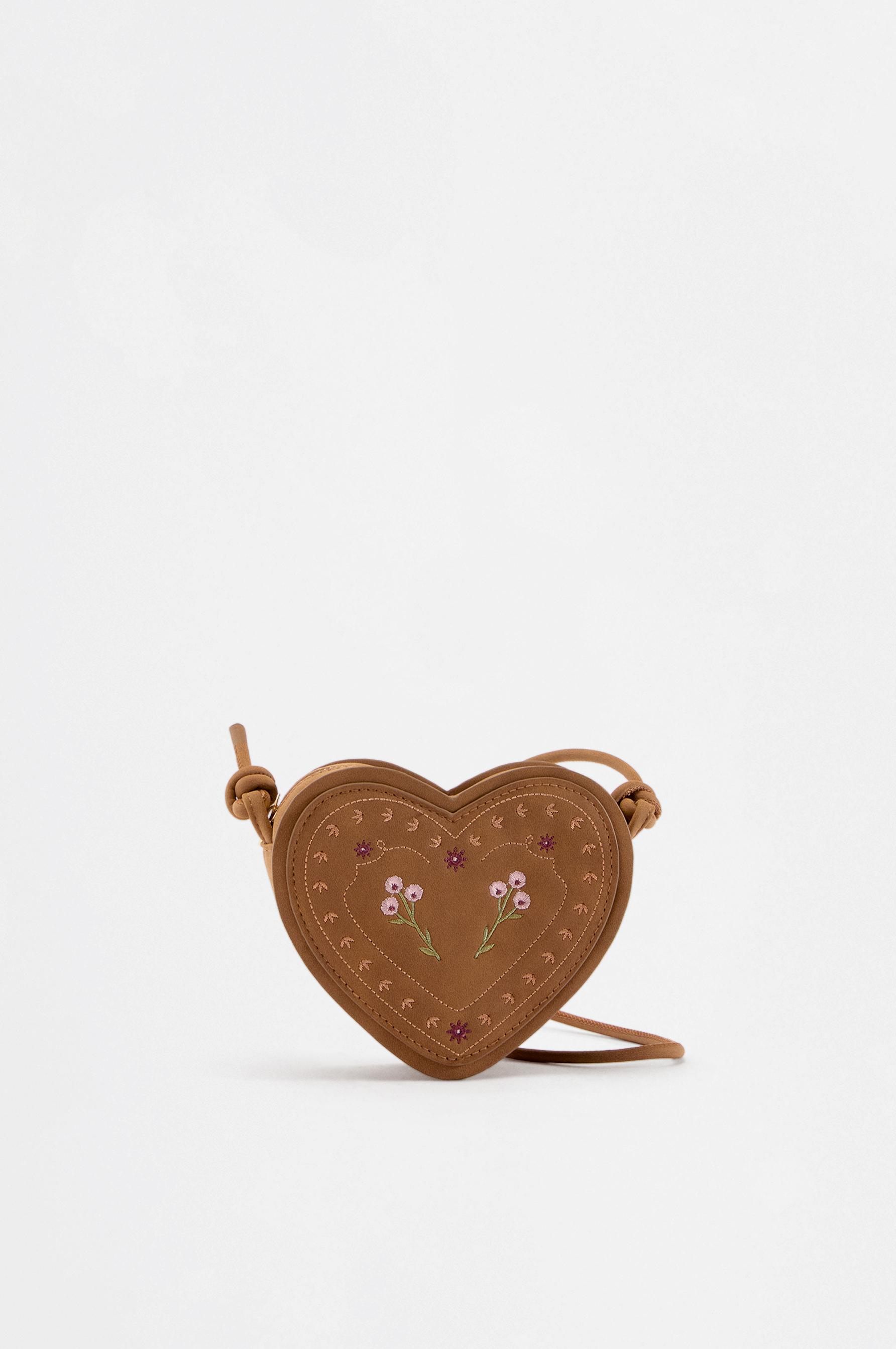 Embroidered floral heart crossbody bag — LEATHER