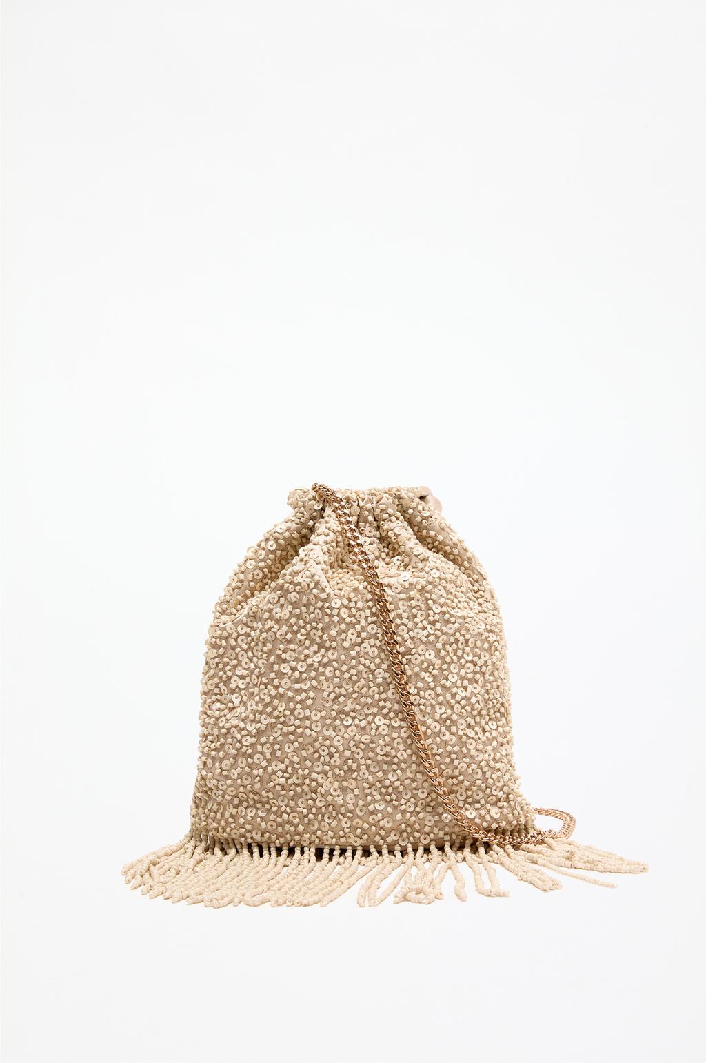 Beaded bucket bag