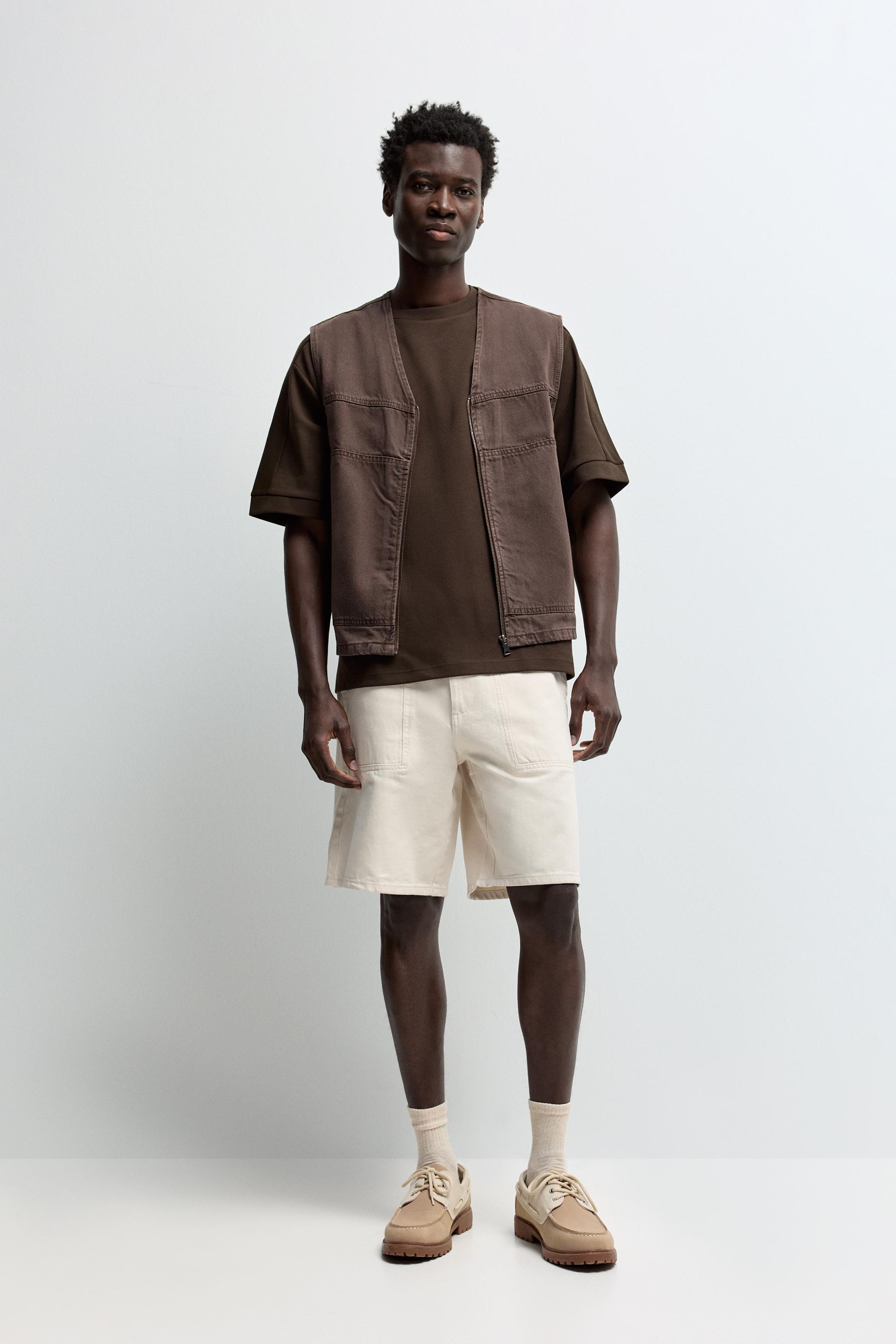 Bermuda denim bolsillos parche