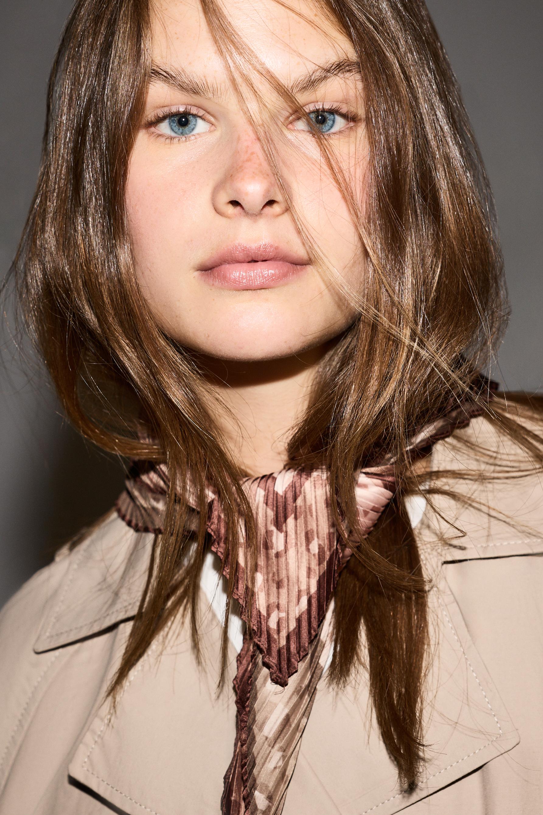Pleated animal print satin scarf — LEOPARD PRINT