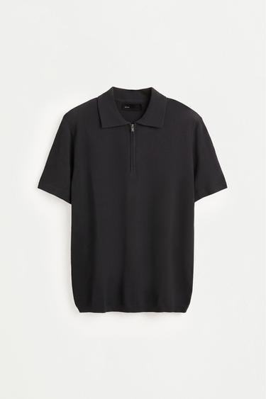 Zip-up knit polo — DARK GREY 5