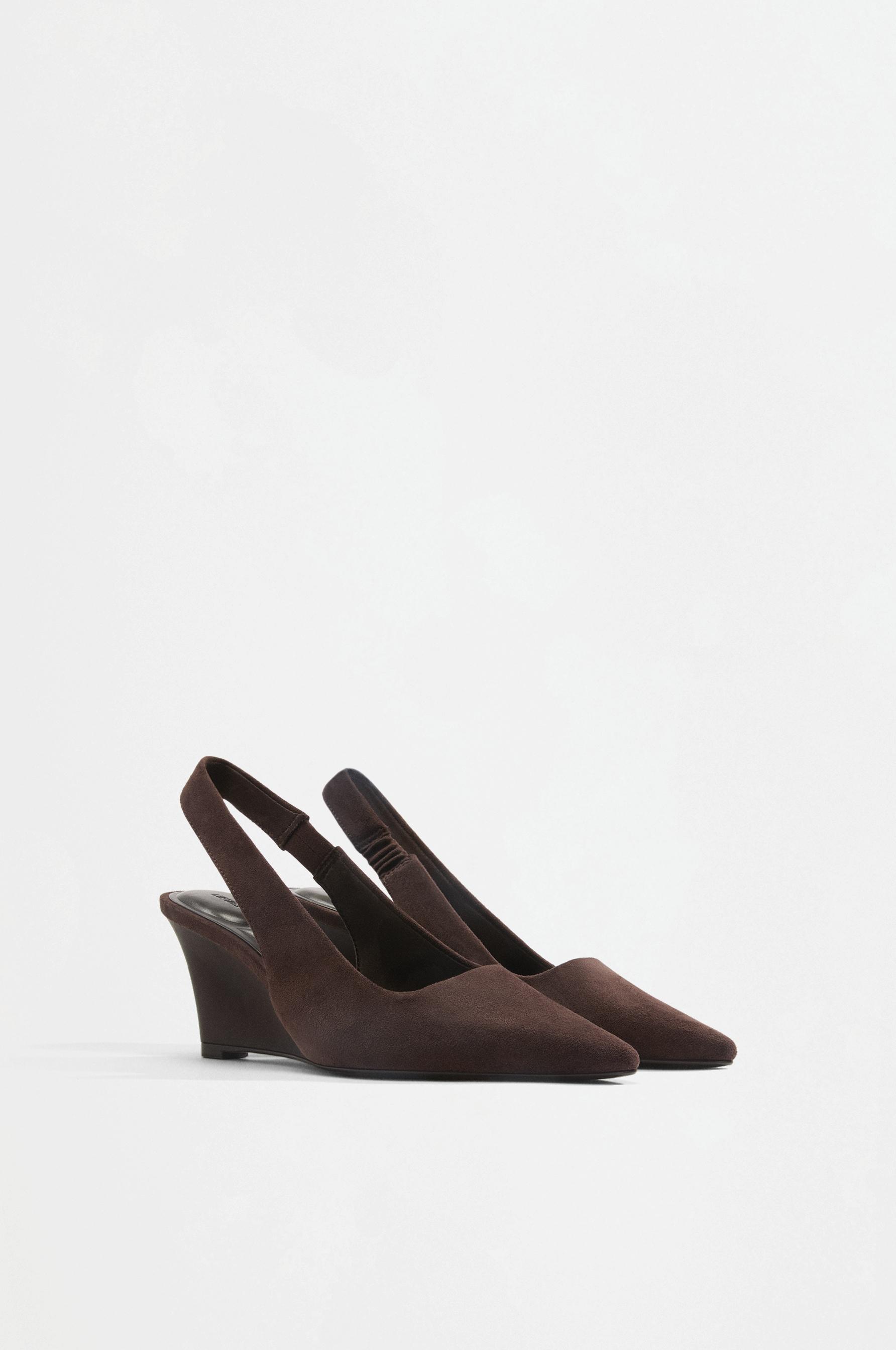 Slingback wedge shoes — BROWN