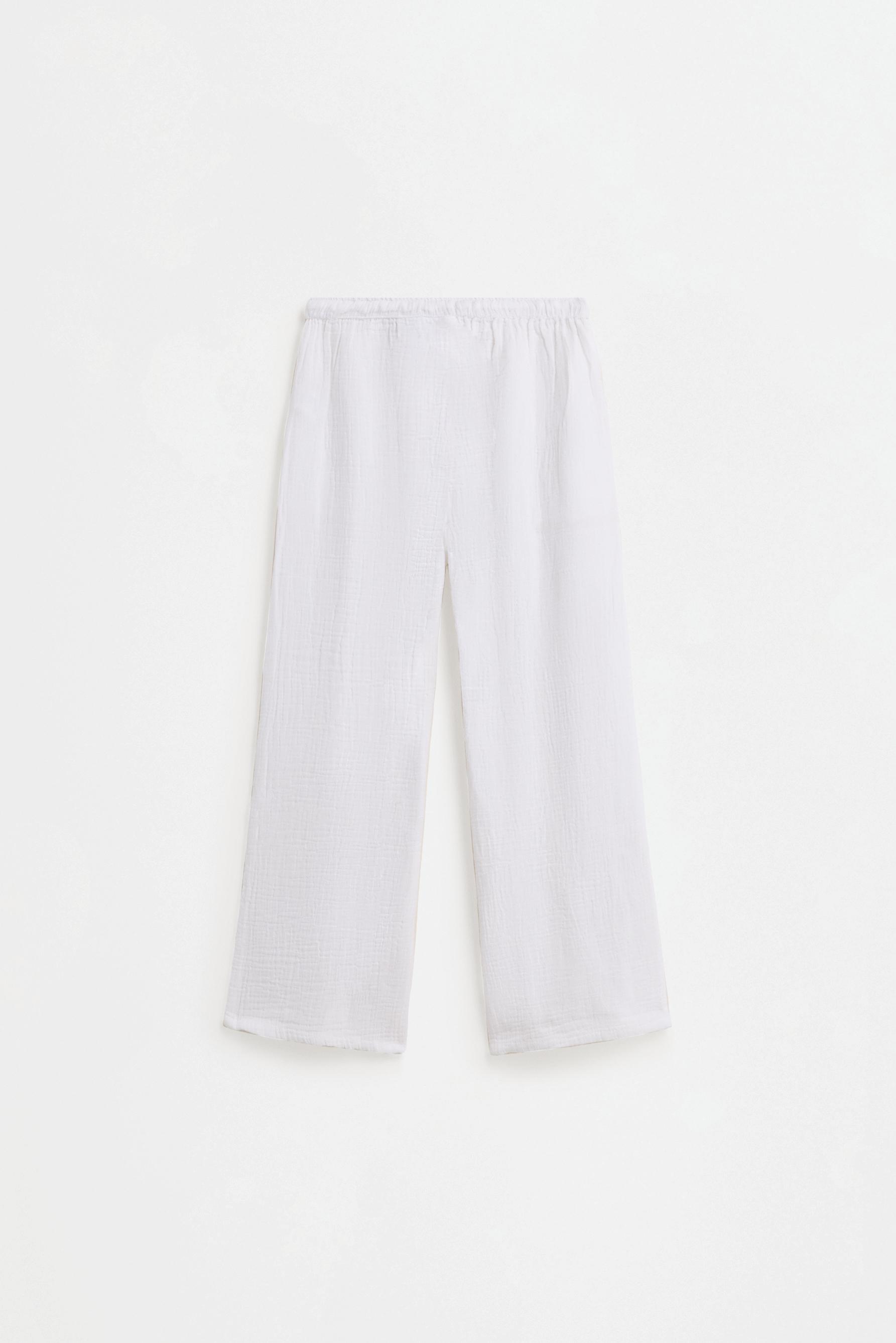 Swiss embroidery trousers — OFF WHITE