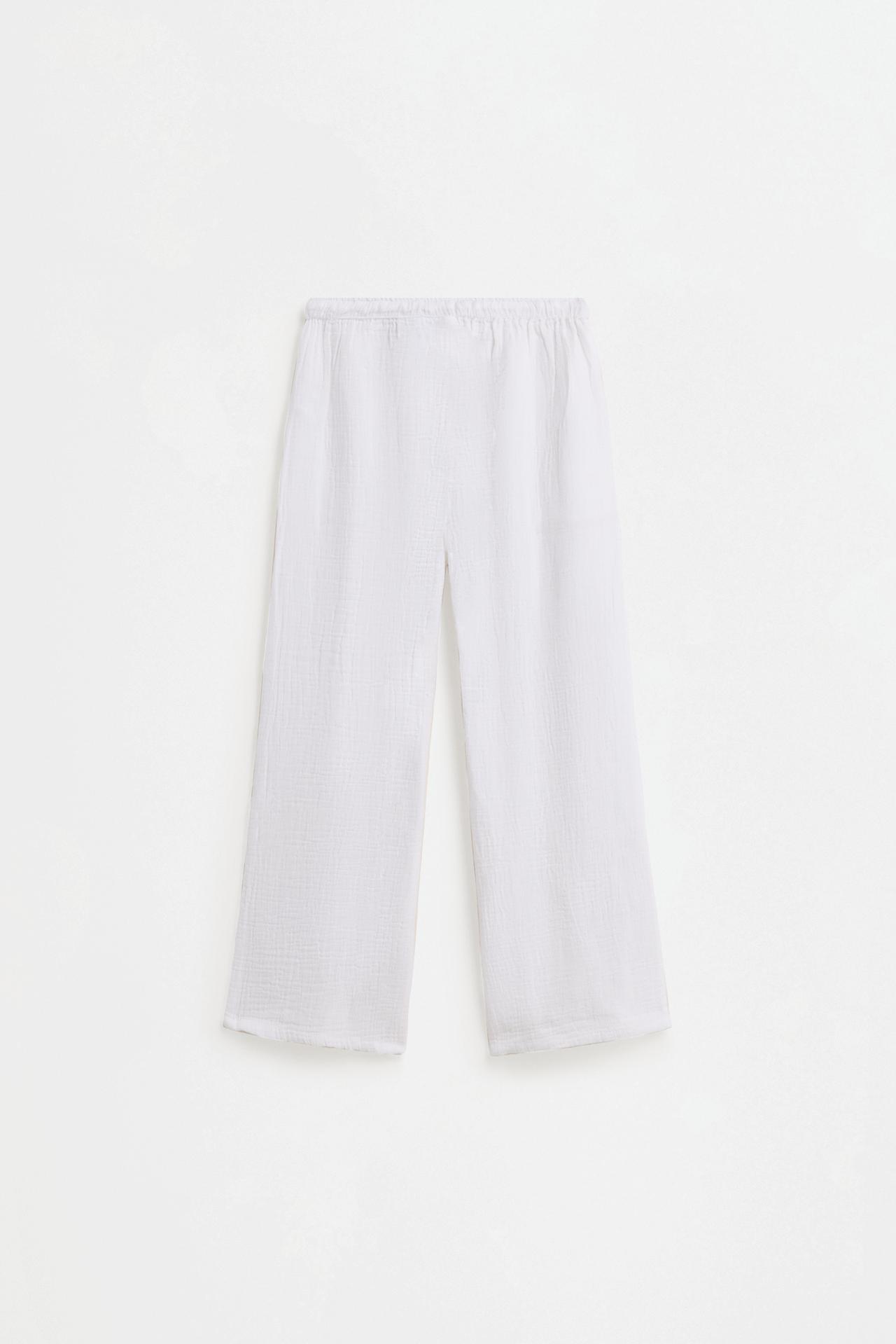 Swiss embroidery trousers — OFF WHITE