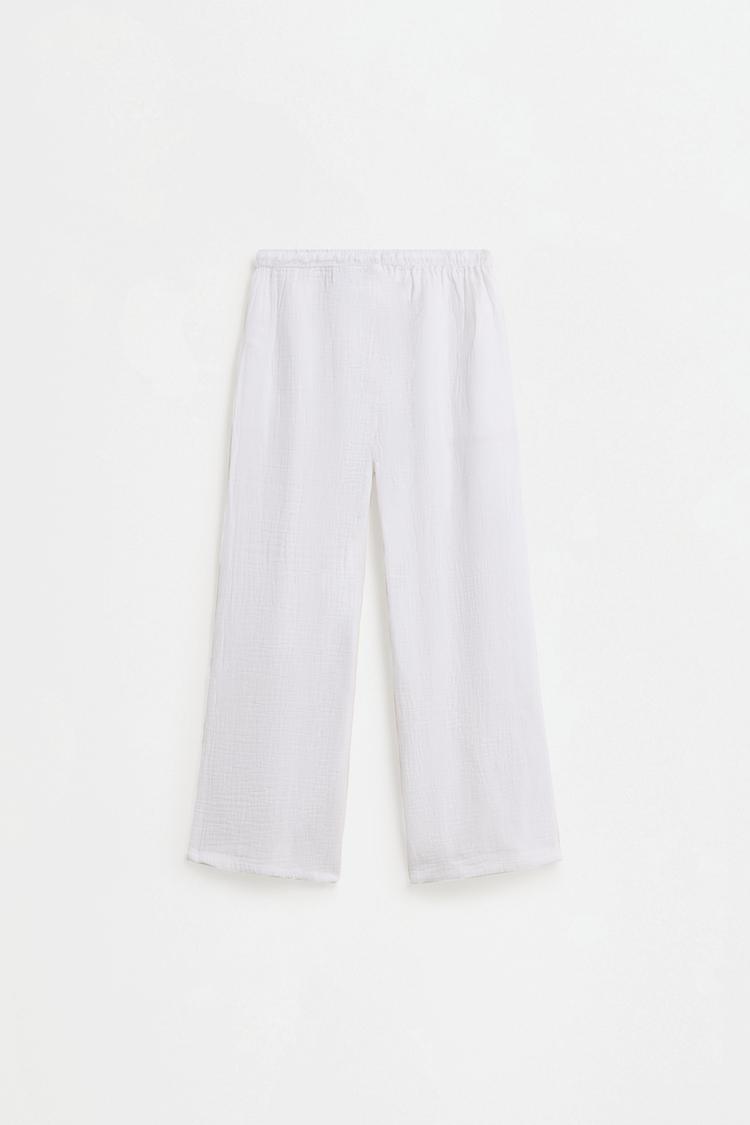 Swiss embroidery trousers — OFF WHITE