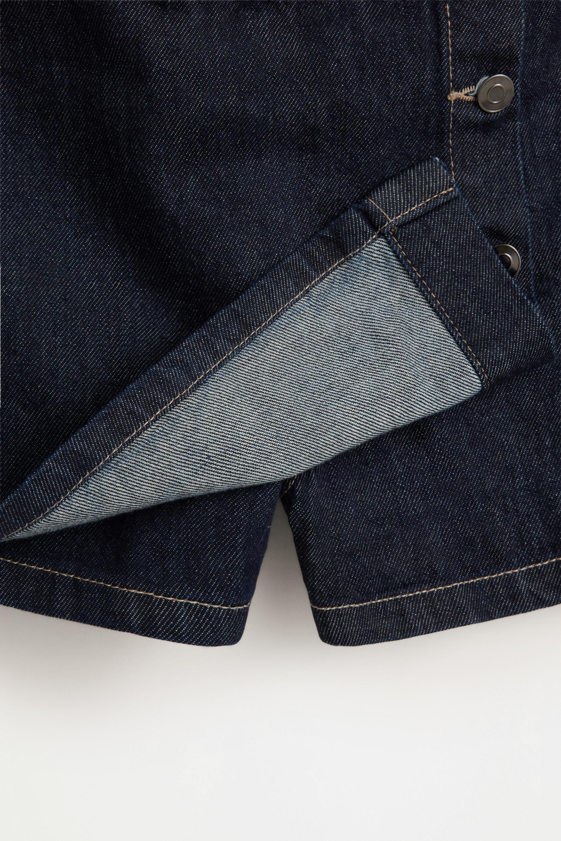 Denim button-front skort — BLUE
