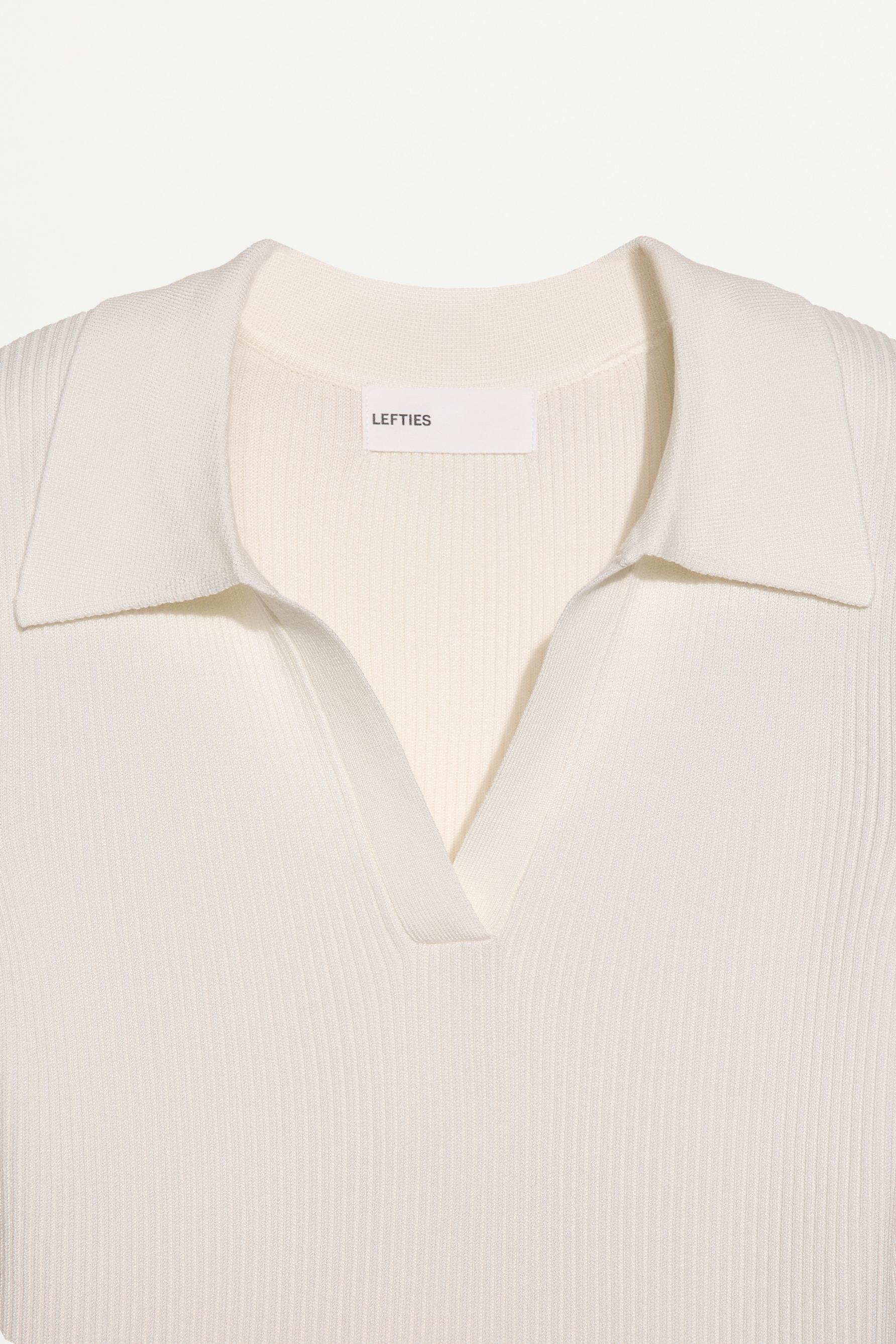 Basic rib knit polo shirt — WHITE