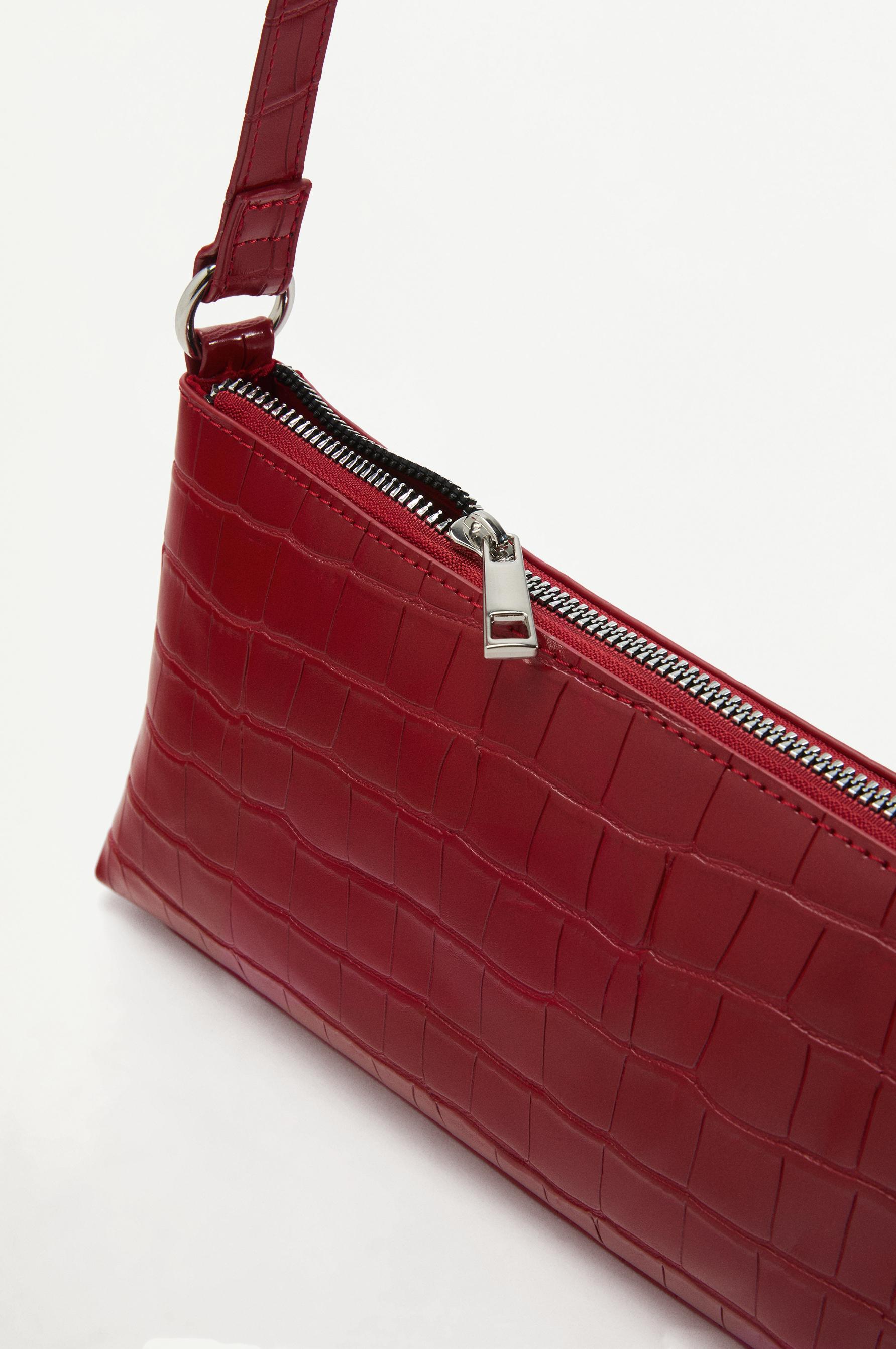 Crocodile-effect shoulder bag — RED