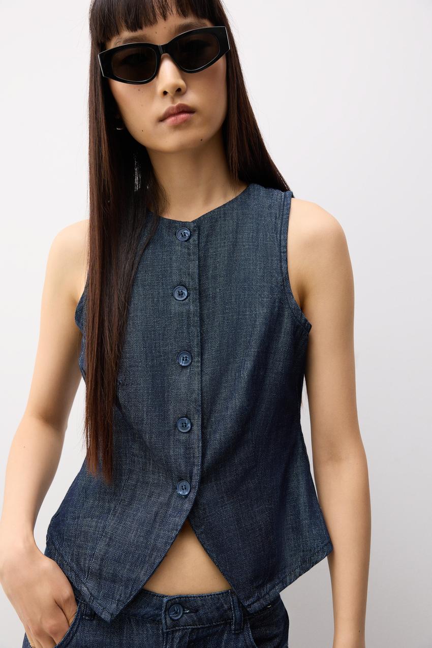 Top chaleco denim Vestidos Monos ROPA Mujer Lefties