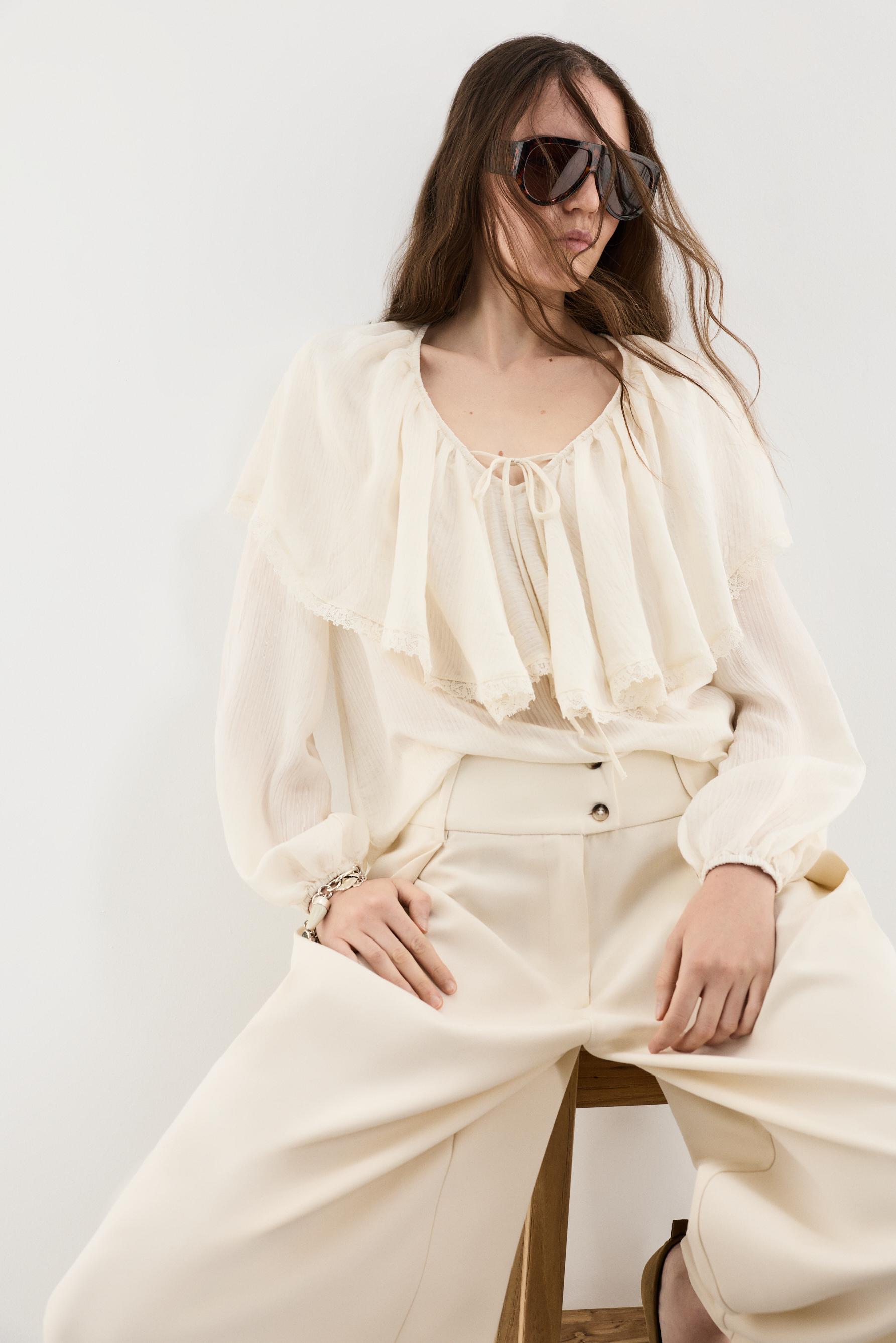 Ruffled blouse — ECRU