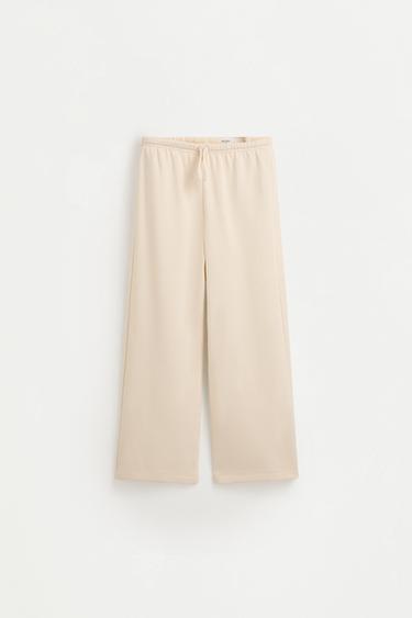 Wide-leg plush trousers — ECRU 1