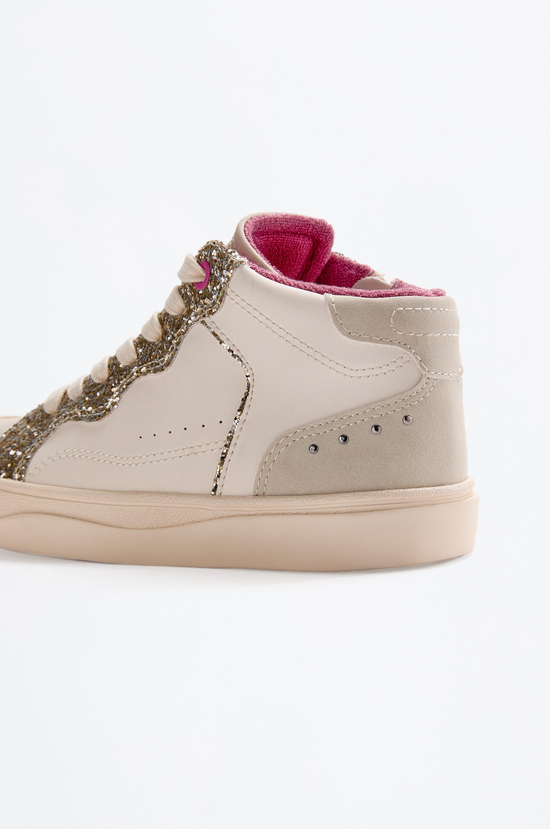 Ankle sneaker with rhinestones — ECRU