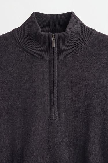Zip-up high neck sweater — DARK GREY MARL 7