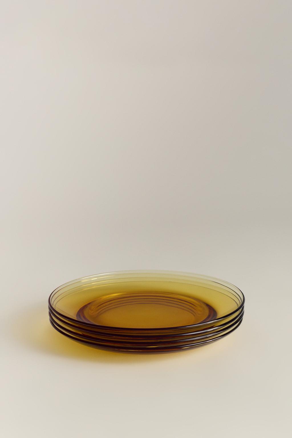 Paquet de 4 plats plans vidre color 23 cm