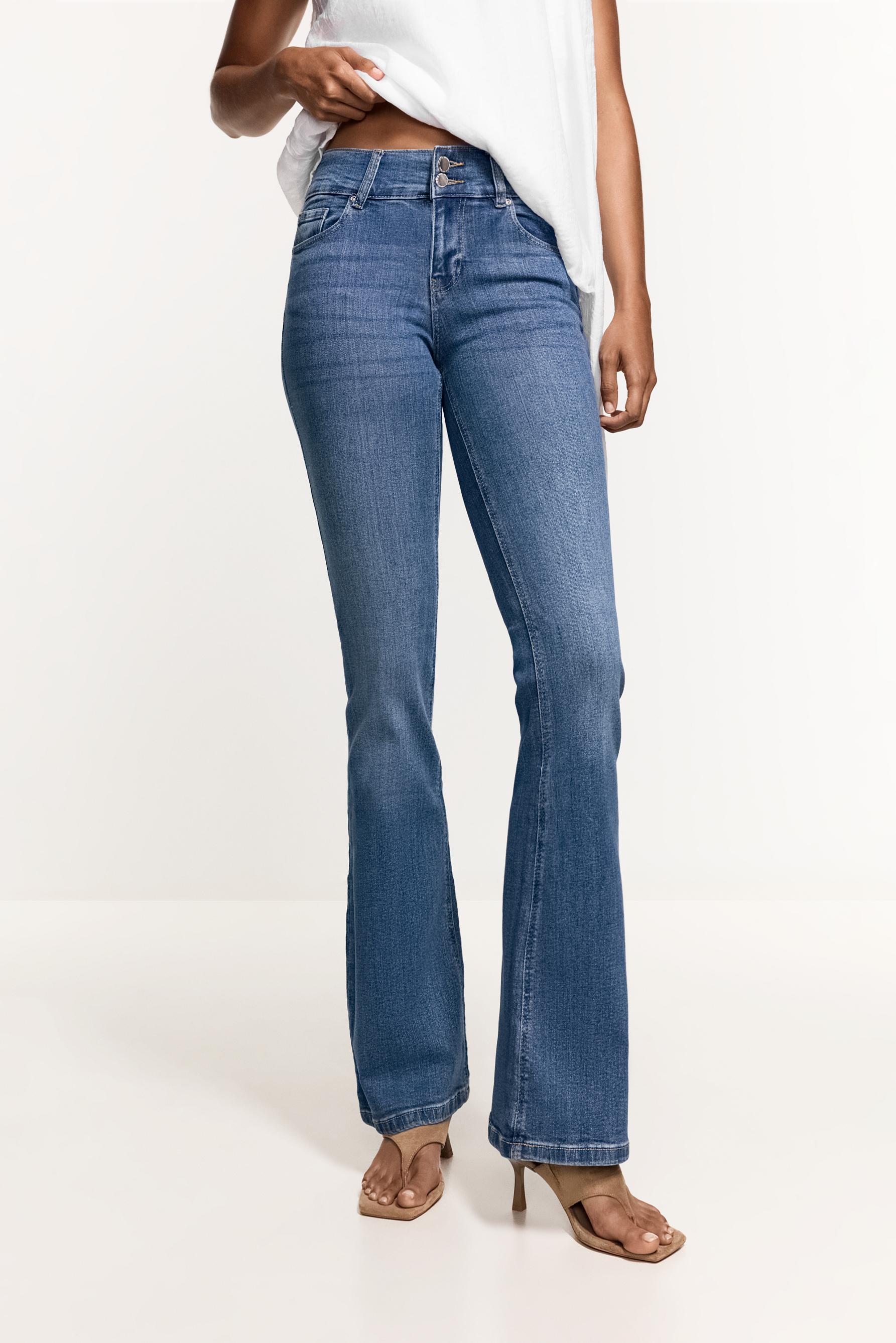 Double button bell bottom jeans — DARK TURQUOISE