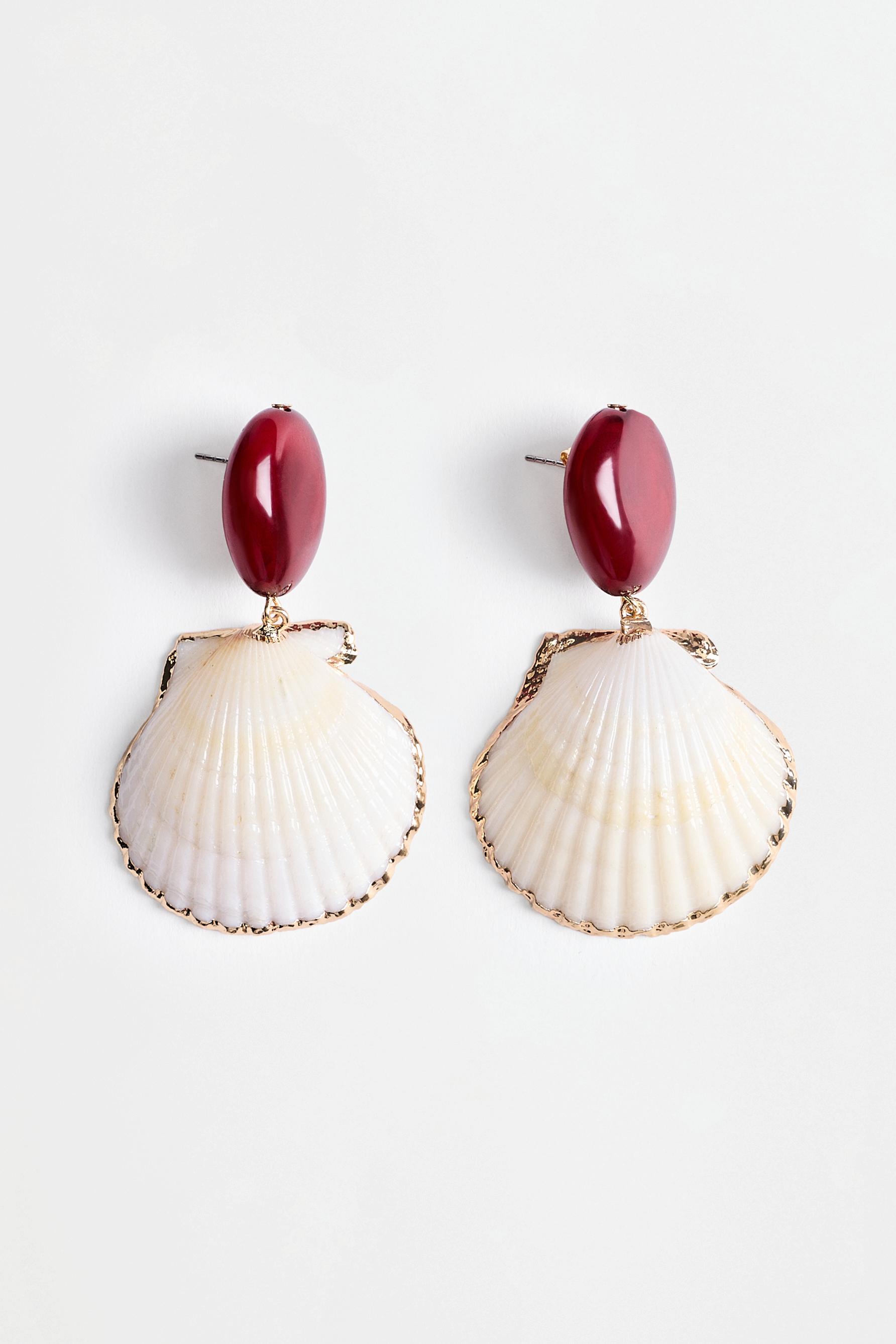 Seashell earrings — BURGUNDY