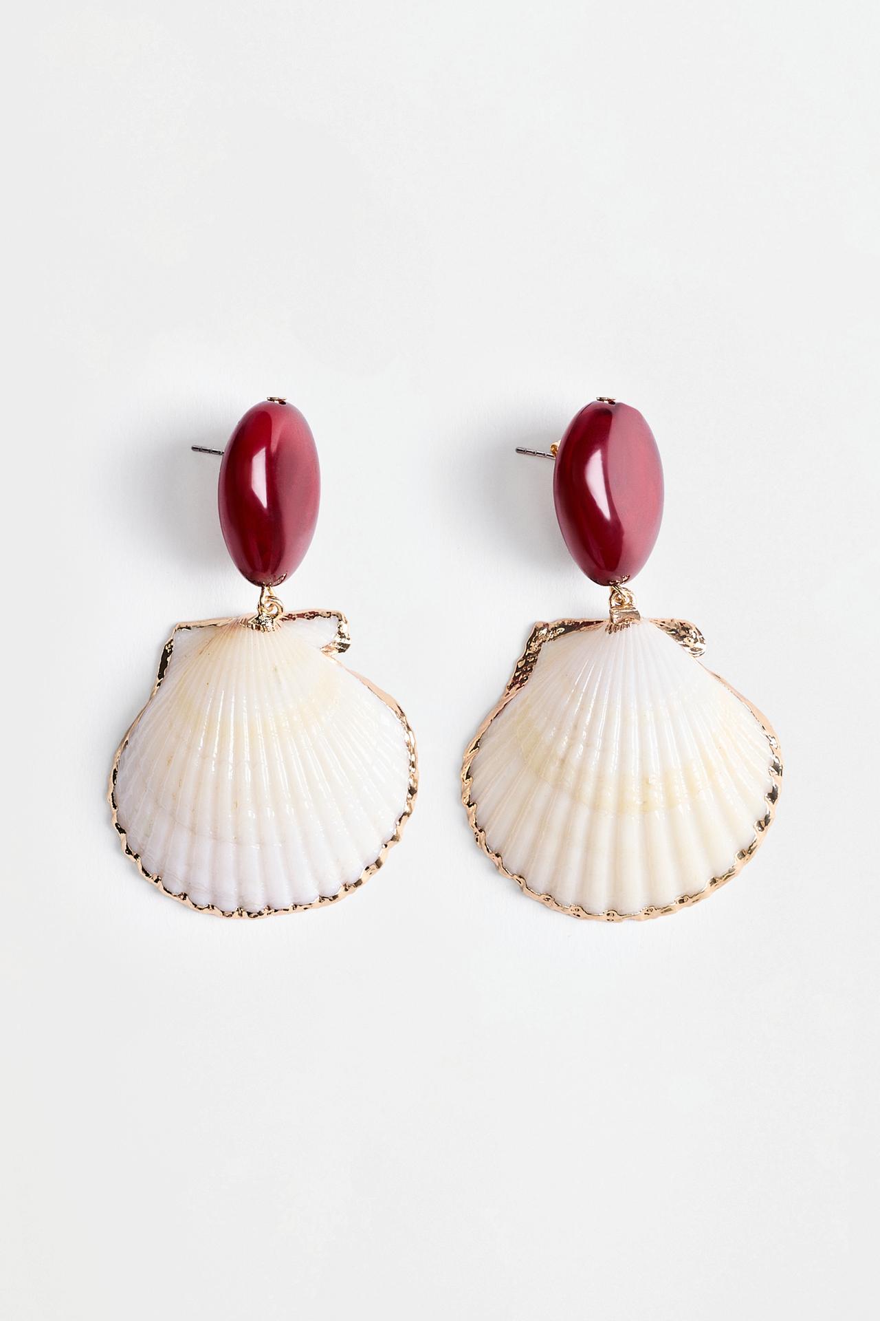 Seashell earrings — BURGUNDY