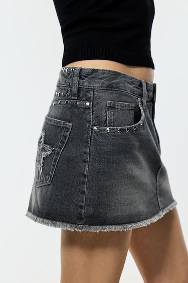 Studded denim skirt — GREY 1