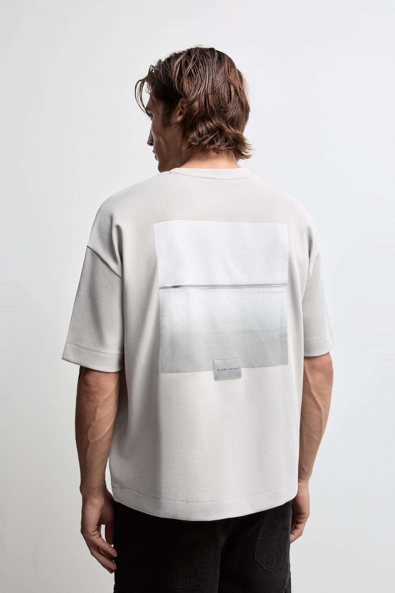 Printed interlock T-shirt — PEARL GREY