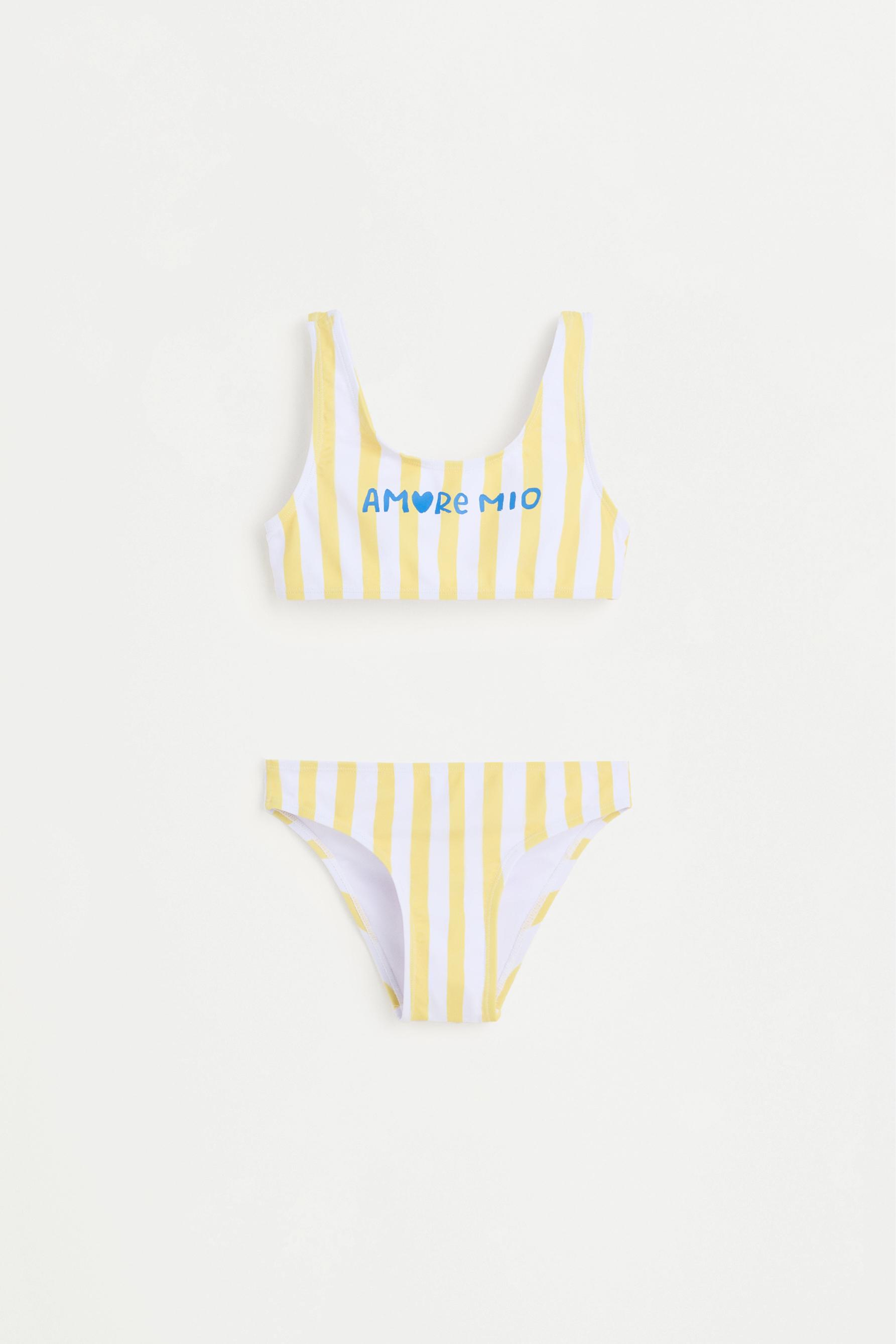 Striped print bikini — YELLOW