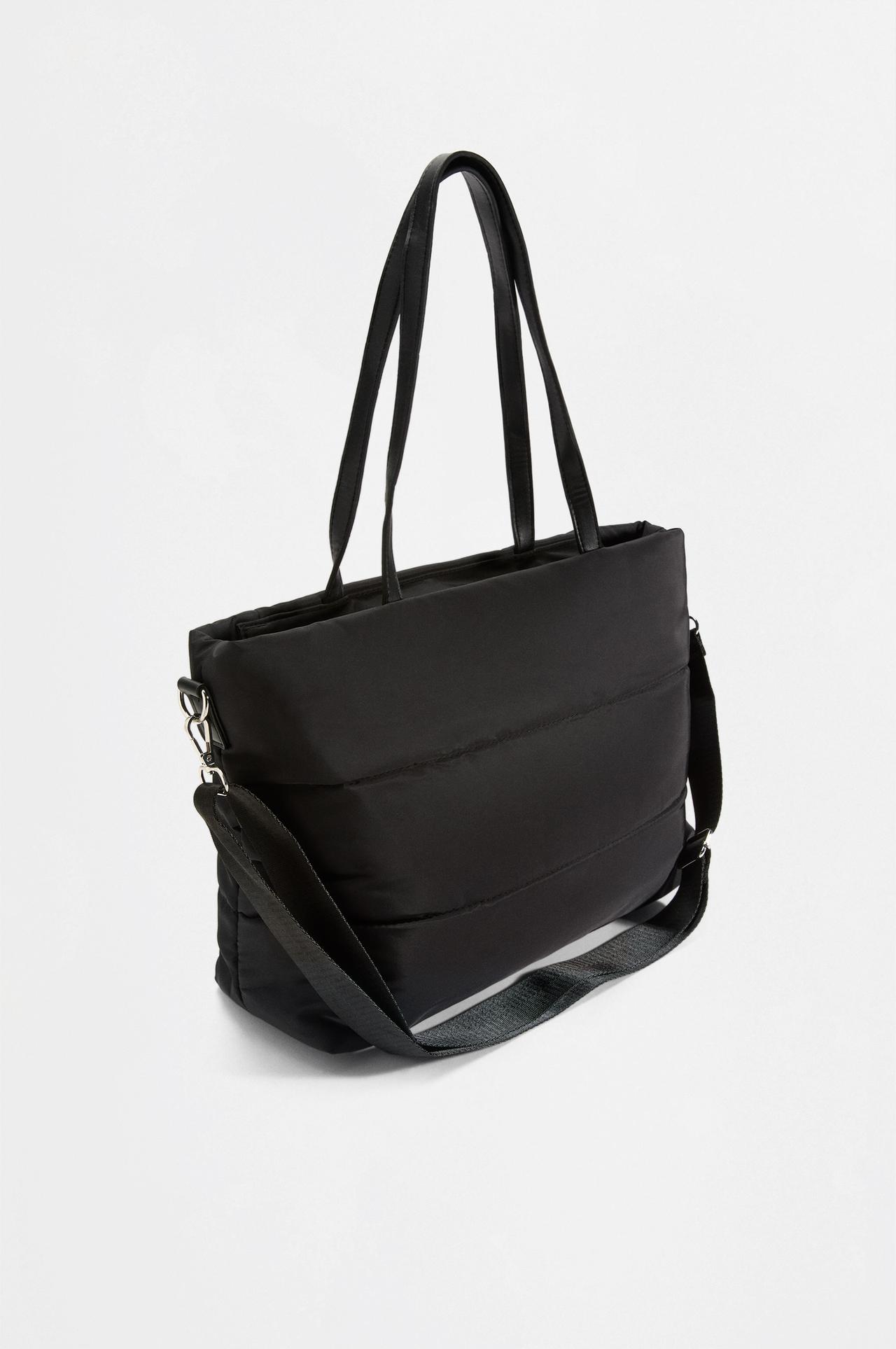 Nylon shopper tote — BLACK