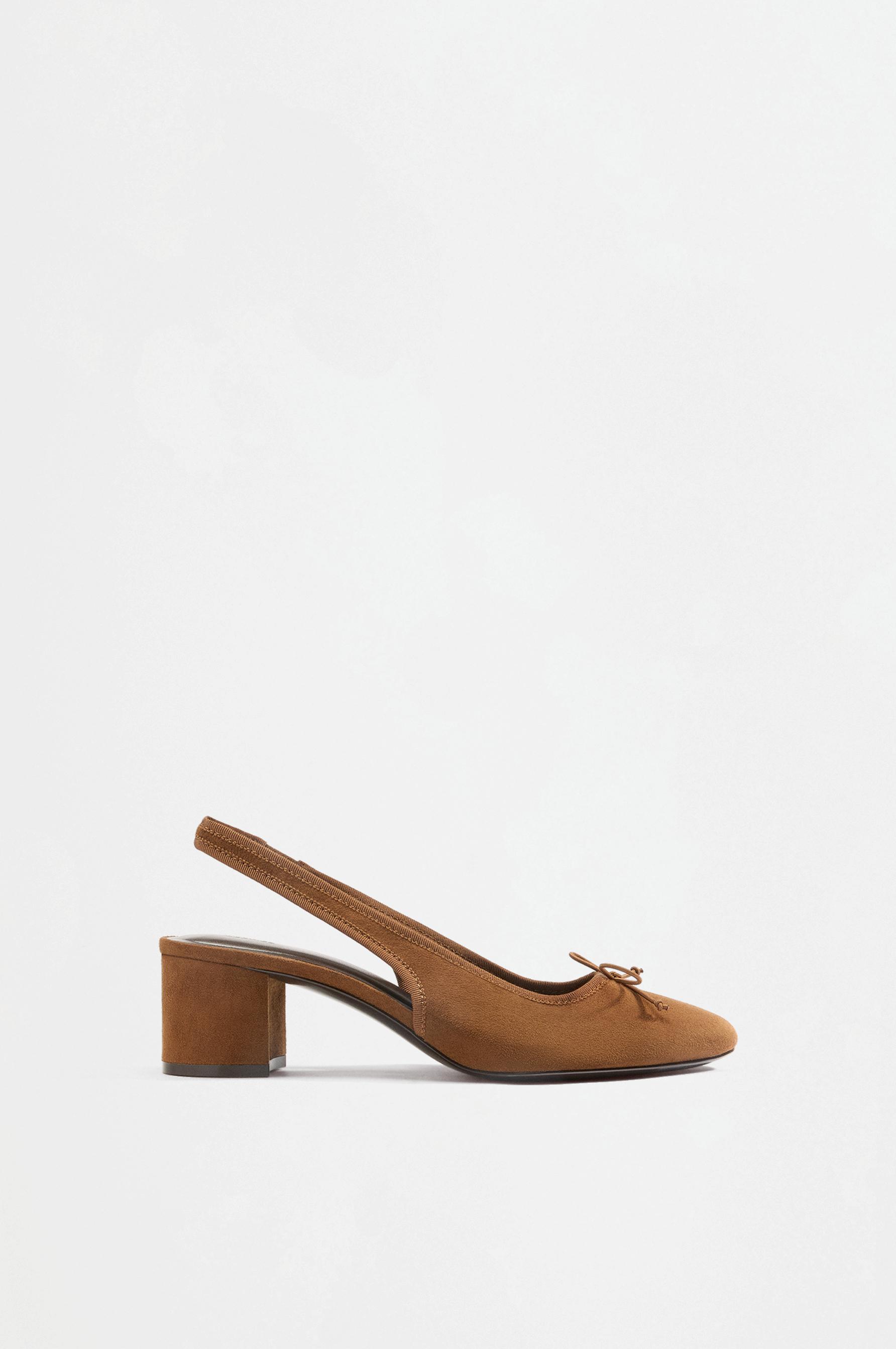 Bow heel ballet flat — BROWN