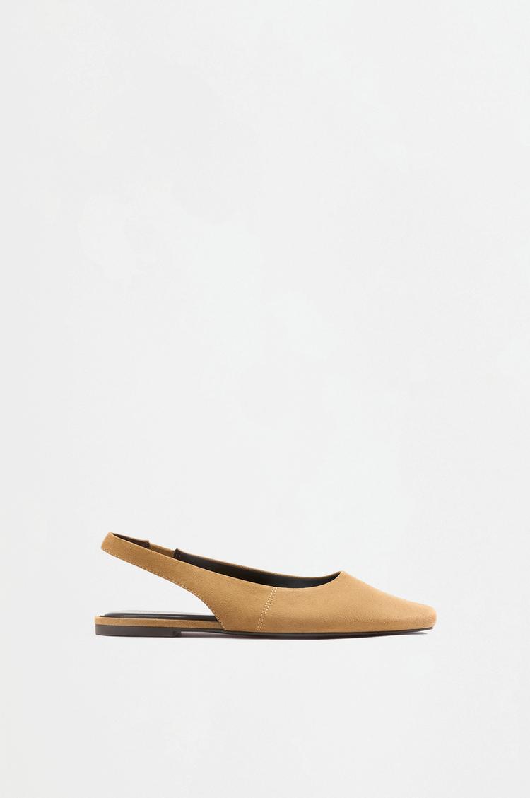 Slingback ballet flats — BROWN