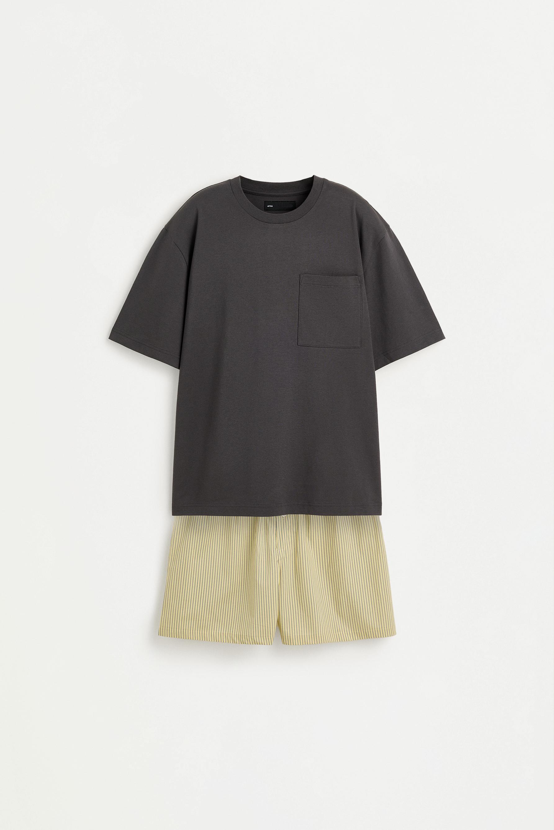 Short pyjamas with pocket — CHARCOAL GREY