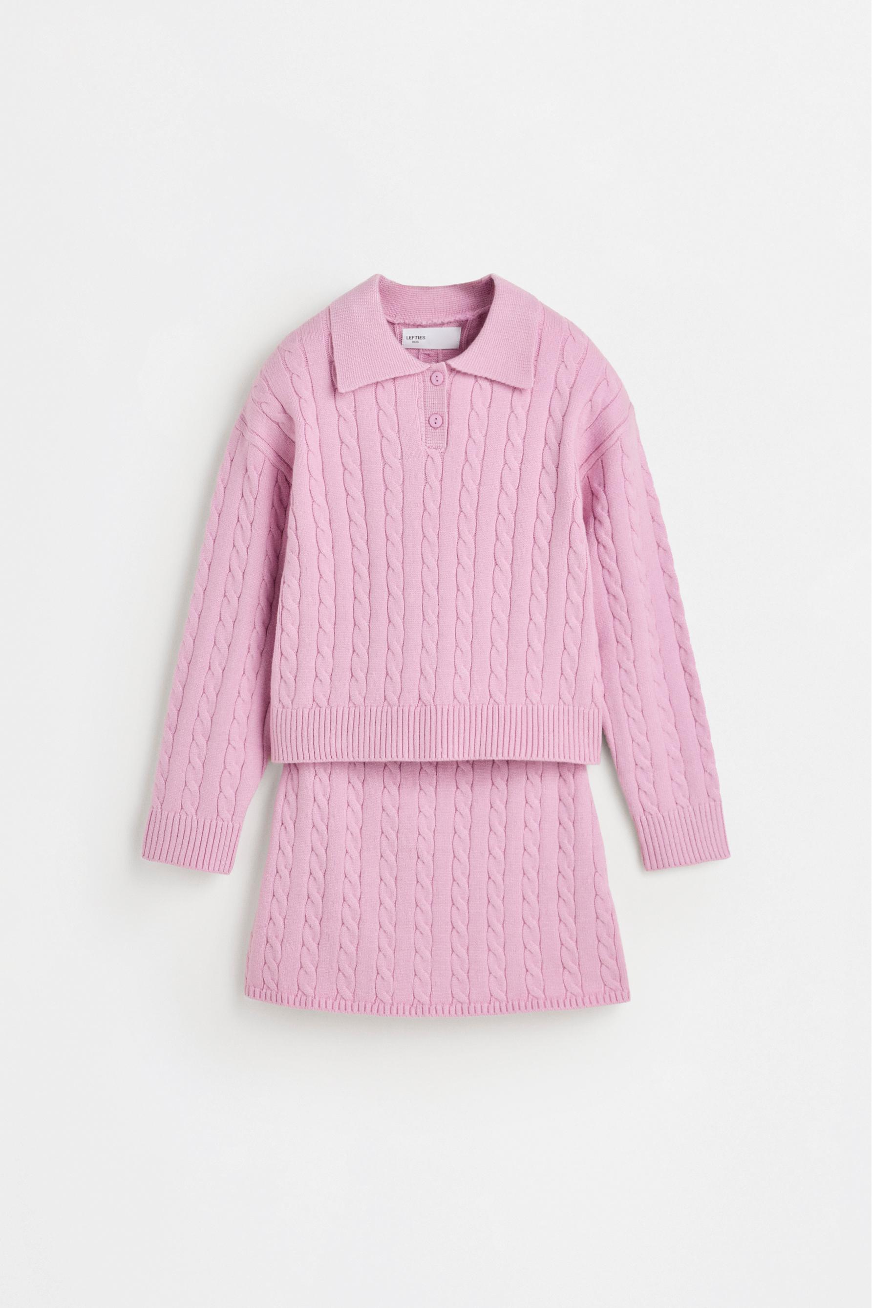 Knit polo and skirt set — PALE PINK