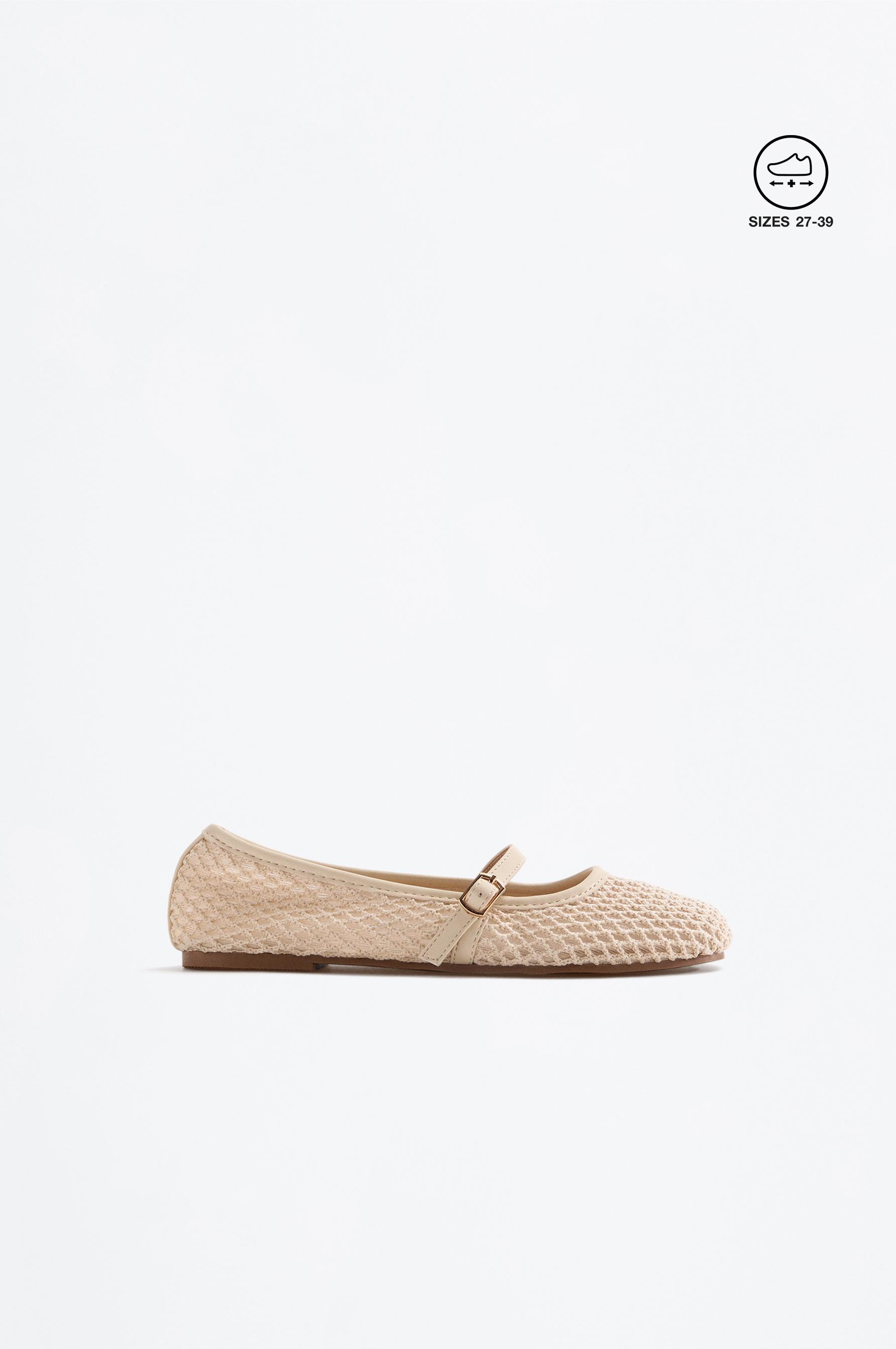 MESH BALLET FLATS — ECRU